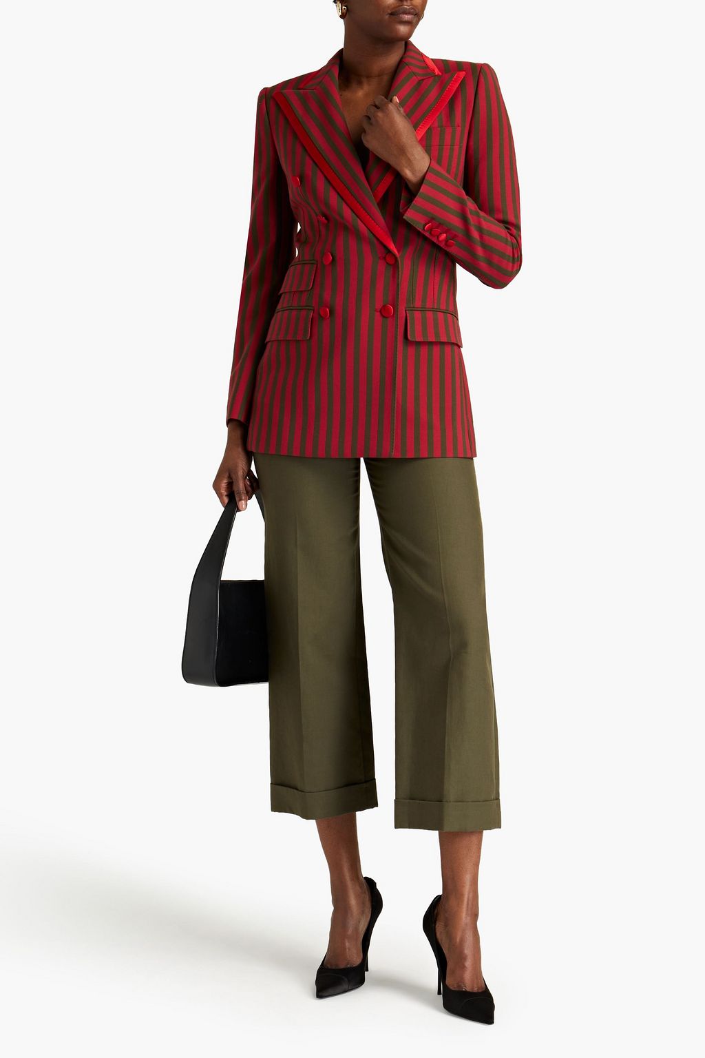 DOLCE&GABBANA Satin-trimmed striped woven blazer
