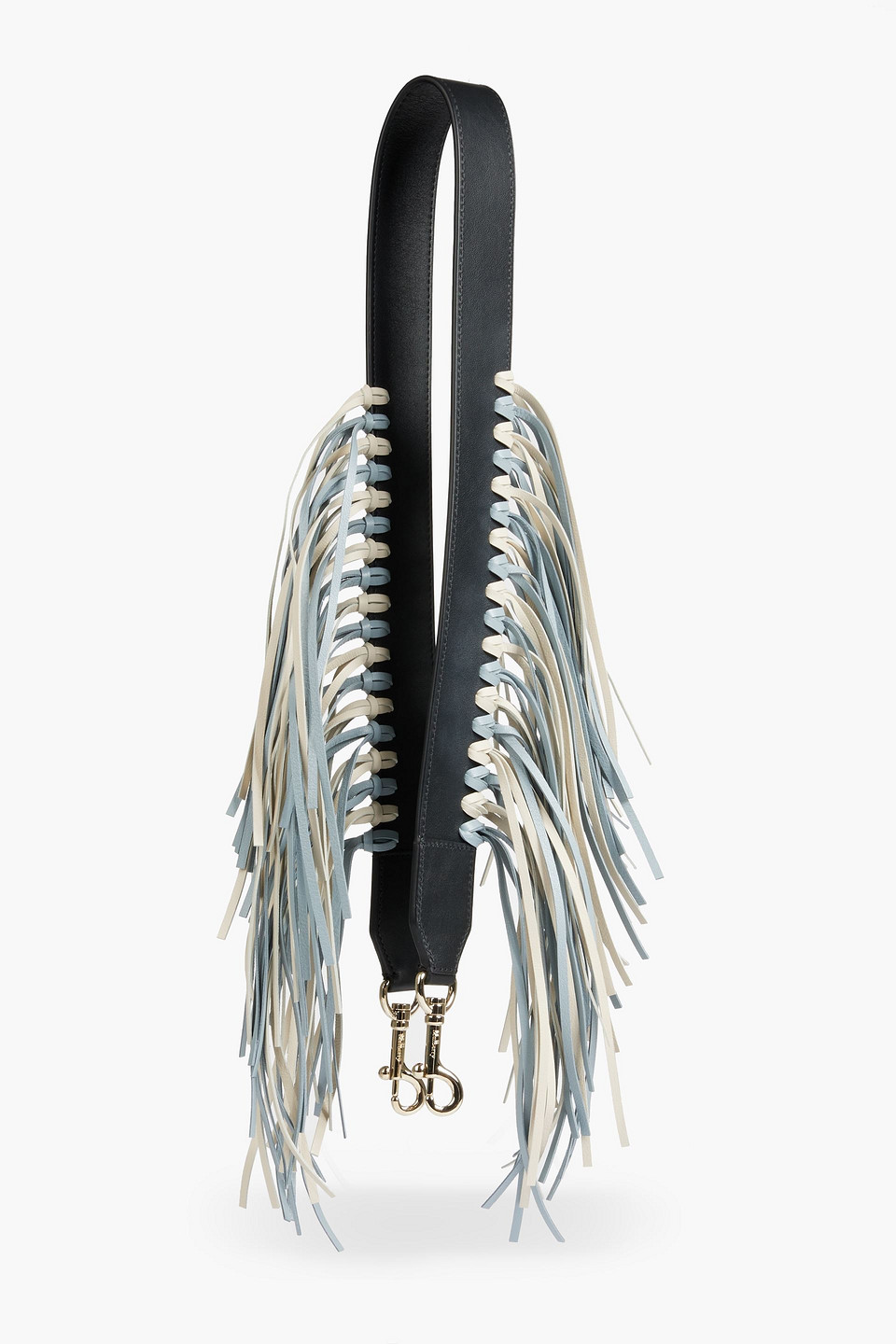 Fringed leather bag strap