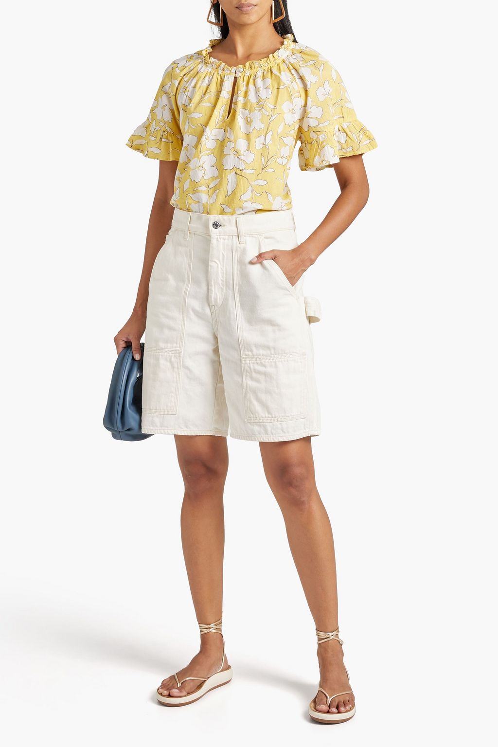 VELVET BY GRAHAM & SPENCER Idette gathered floral-print cotton top