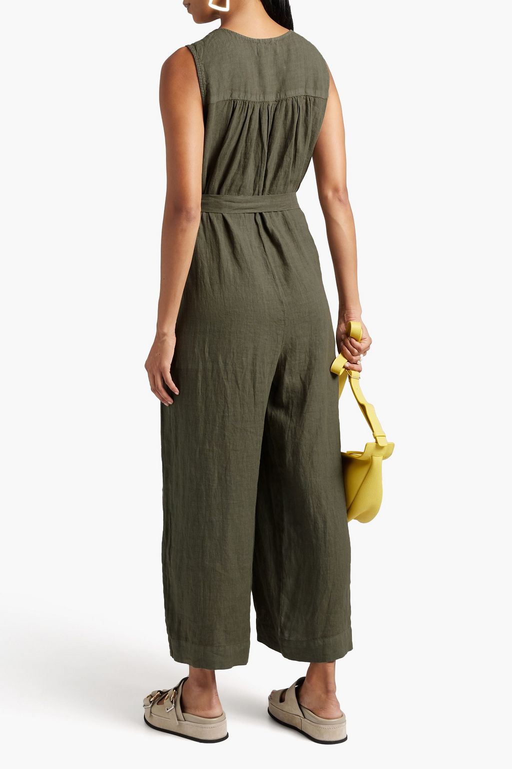 VELVET BY GRAHAM & SPENCER Dani cropped linen wide-leg jumpsuit