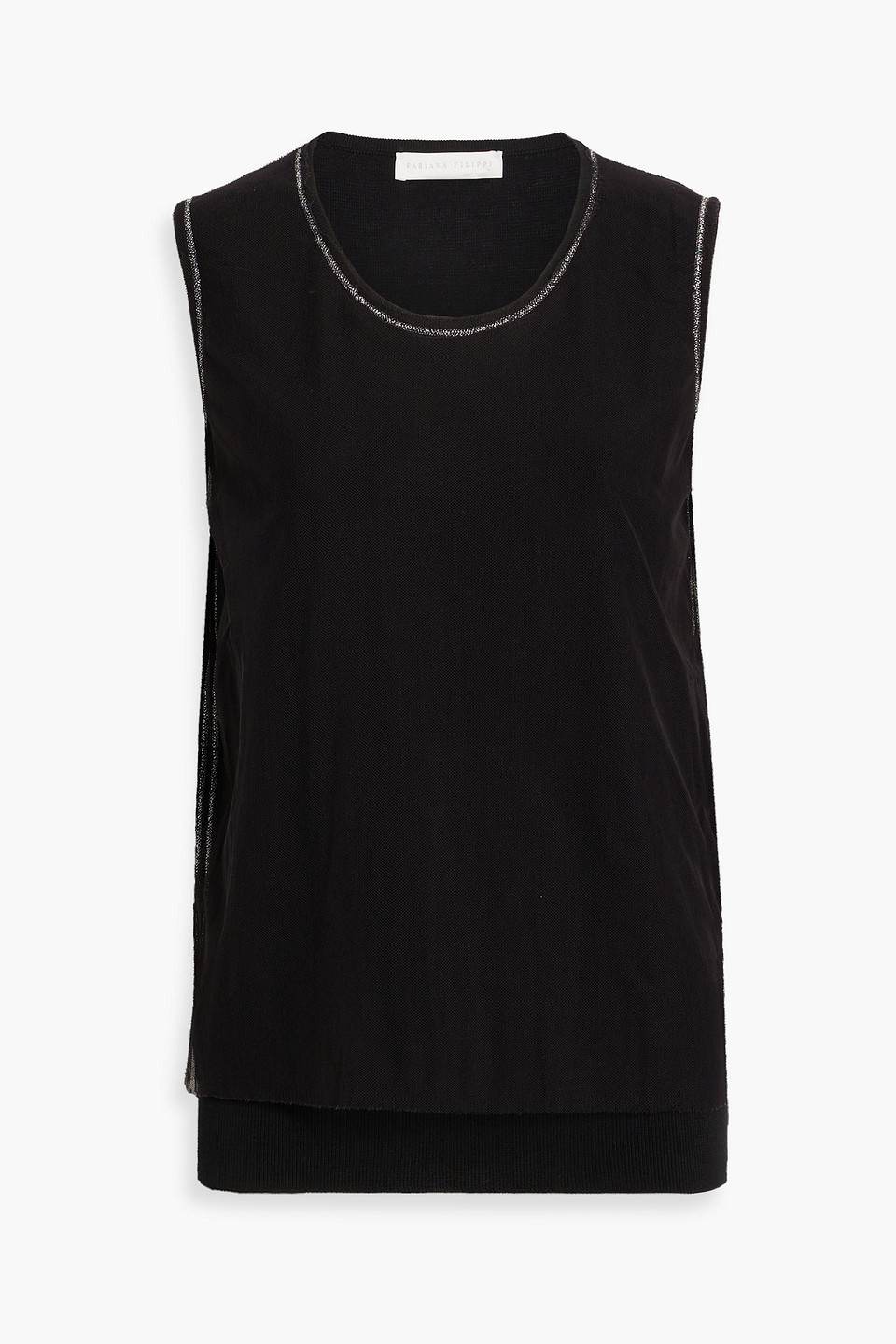 fabiana filippi - layered tulle and cotton-jersey top - black - it 42
