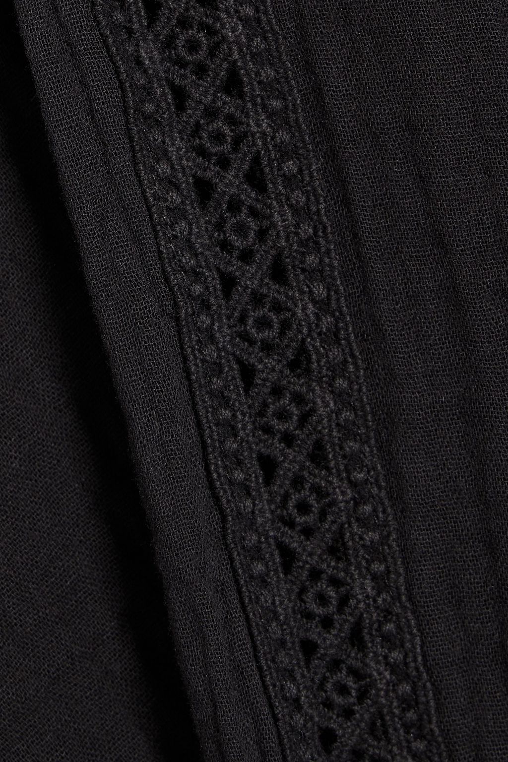 VELVET BY GRAHAM & SPENCER Crystal belted lace-trimmed cotton-gauze midi dress
