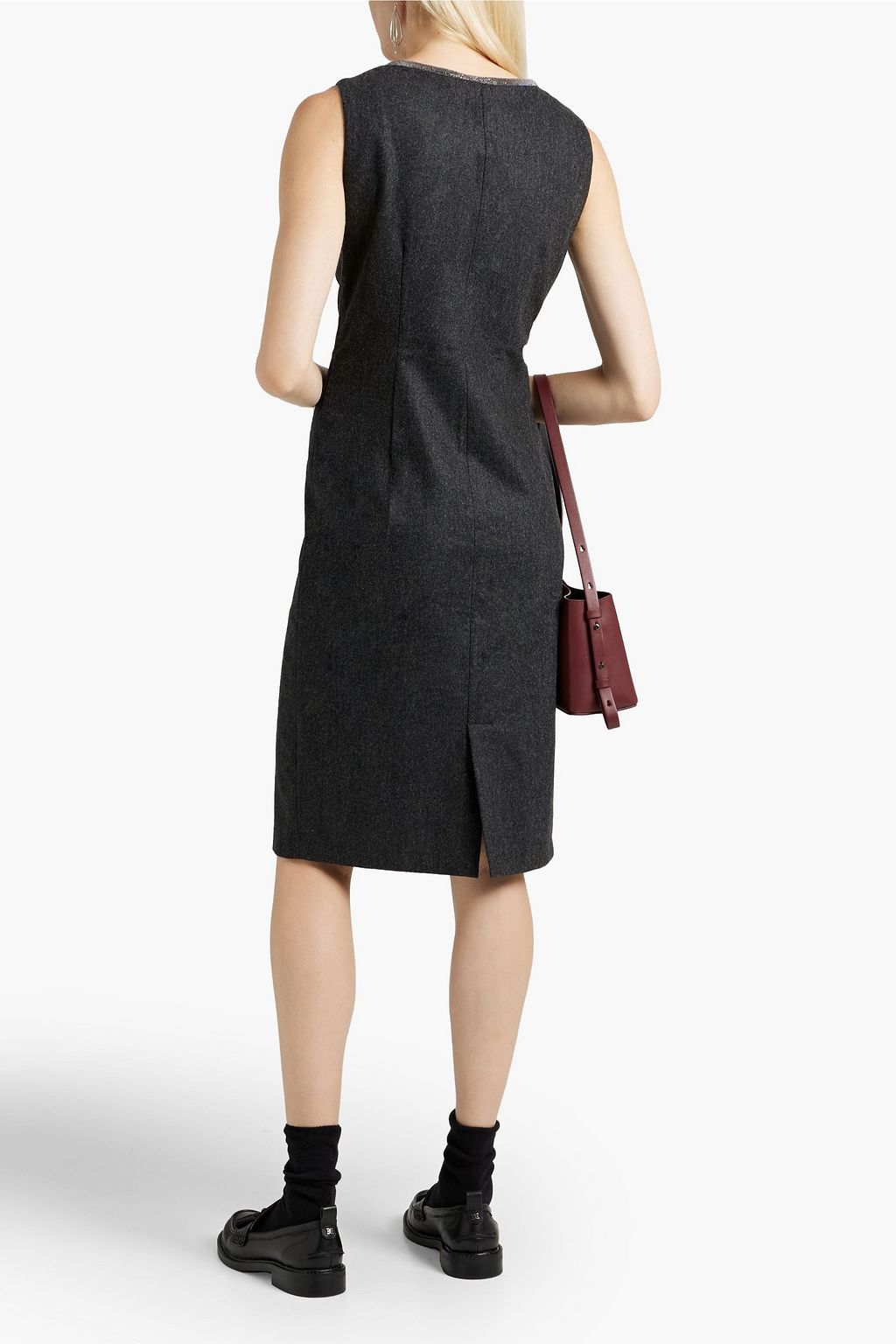 FABIANA FILIPPI Beadembellished mélange merino woolblend felt dress THE