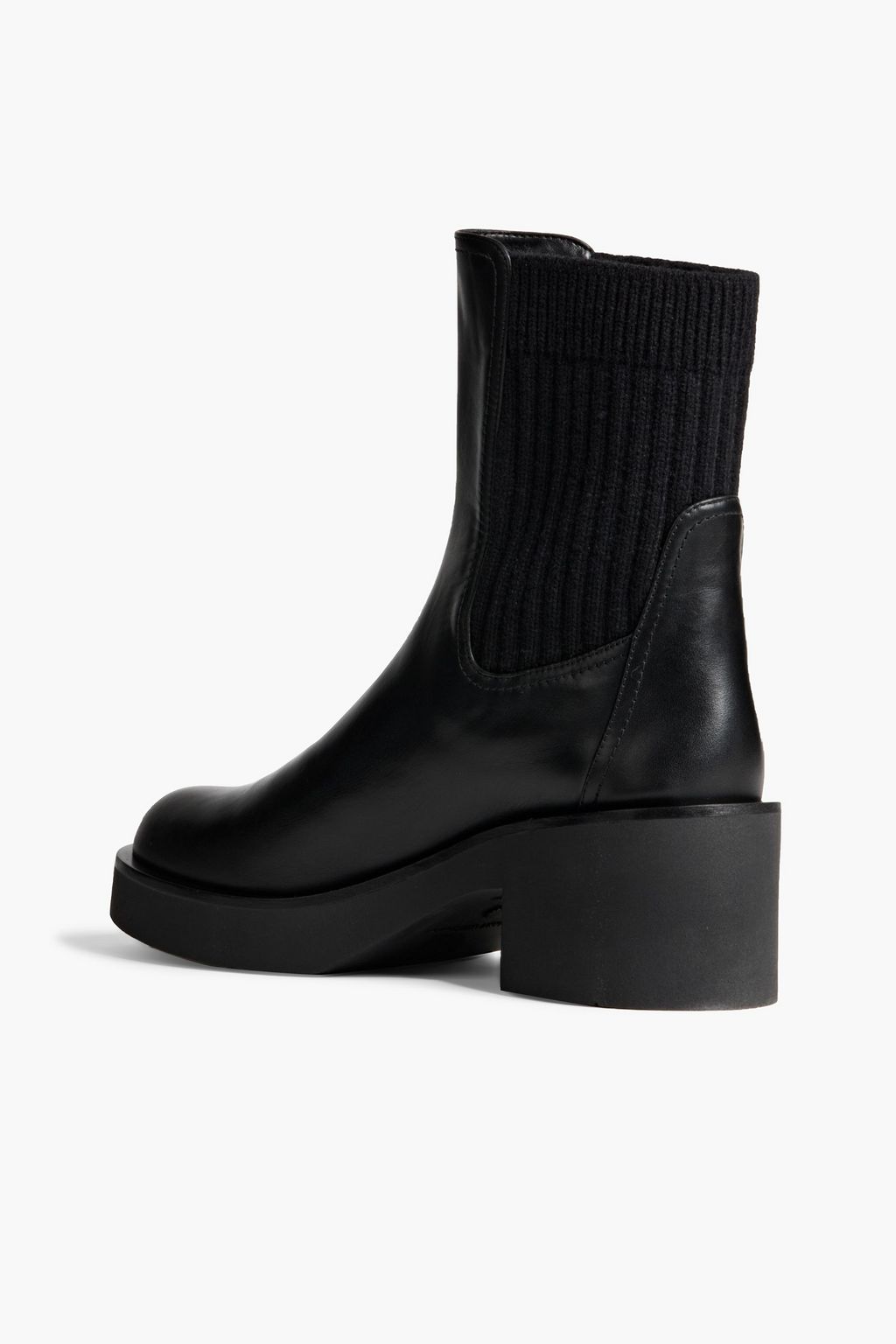 STUART WEITZMAN Gotham ribbed-knit and leather platform Chelsea boots ...