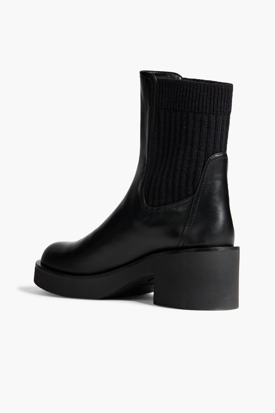 STUART WEITZMAN GOTHAM RIBBED-KNIT AND LEATHER CHELSEA BOOTS