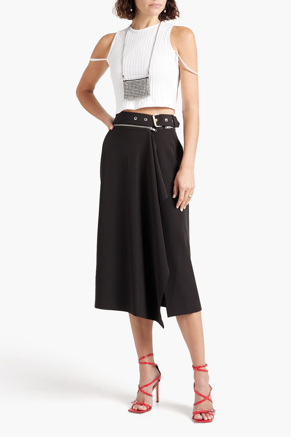 HELMUT LANG Cropped ribbed cotton-jersey top