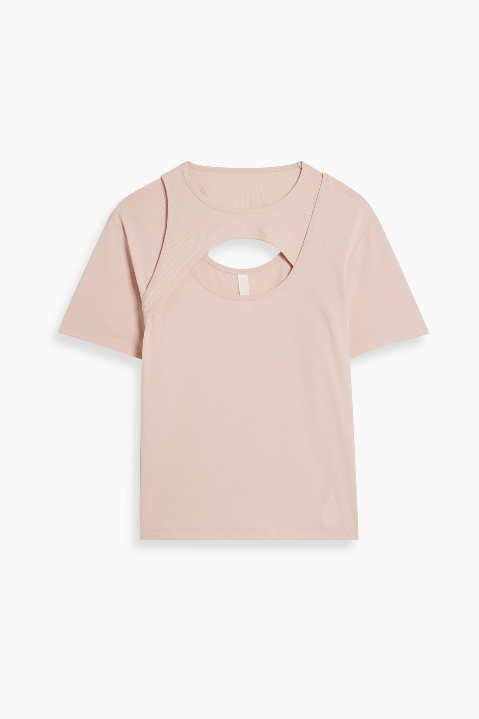 dion lee - holster layered cutout cotton-jersey t-shirt - pink - xs