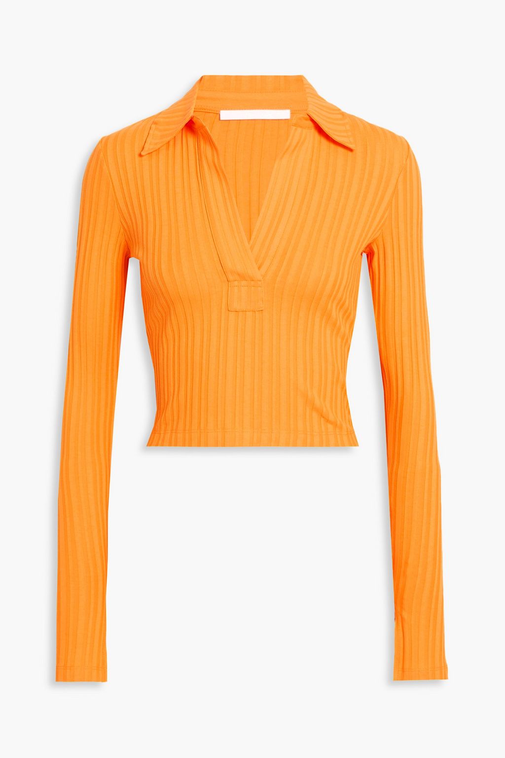 Cropped ribbed cotton jersey top