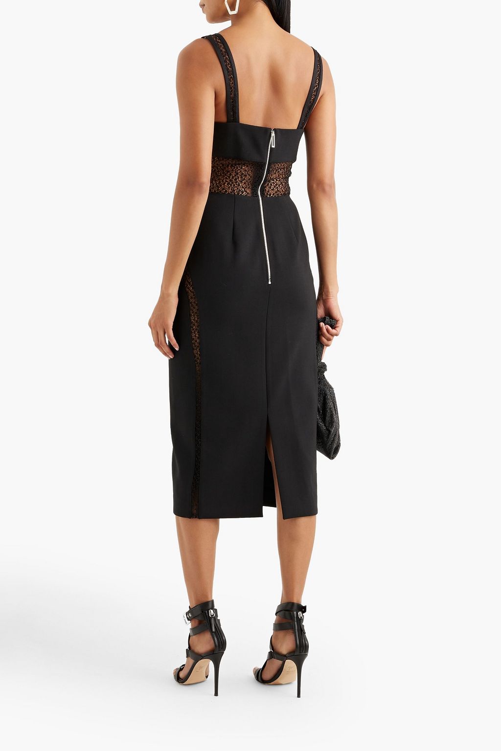 DION LEE 레이스 패널 크레이프 미디 드레스