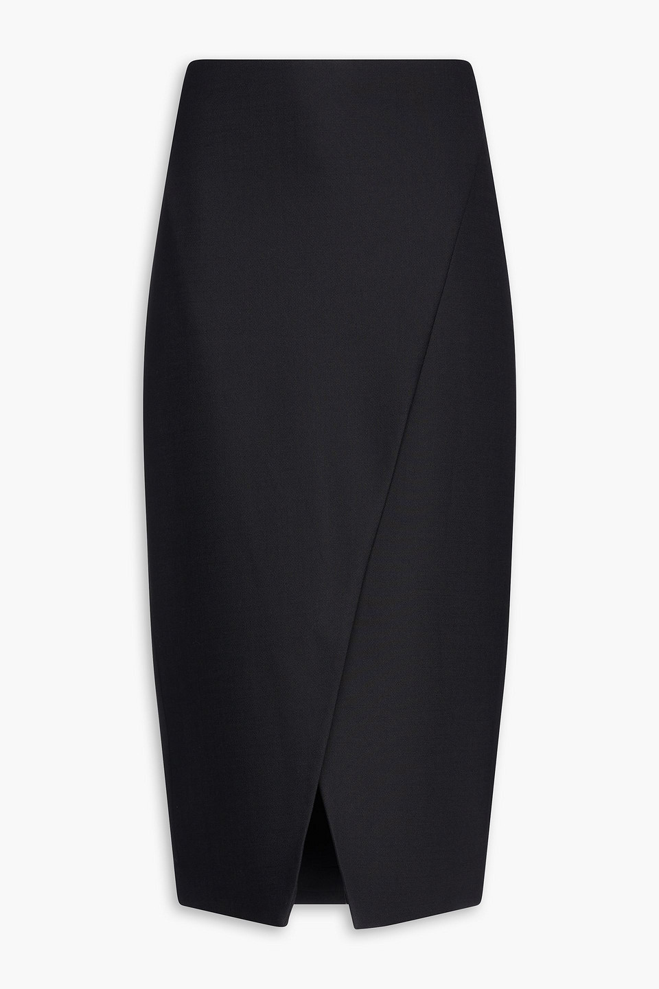 Theory Wrap-effect Flannel Midi Skirt In Black