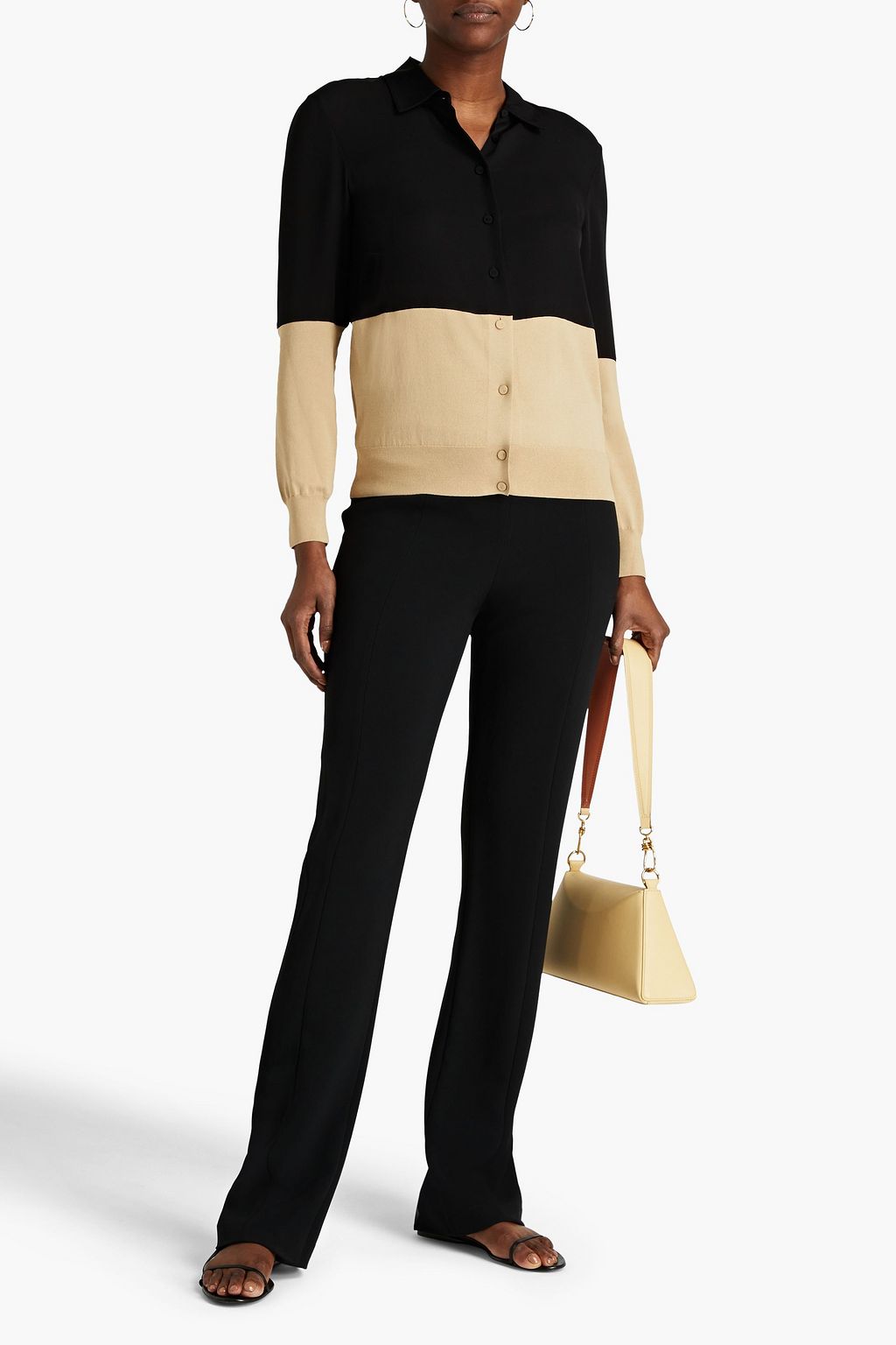THEORY Cardigan aus Seide mit Einsätzen aus Crêpe de Chine