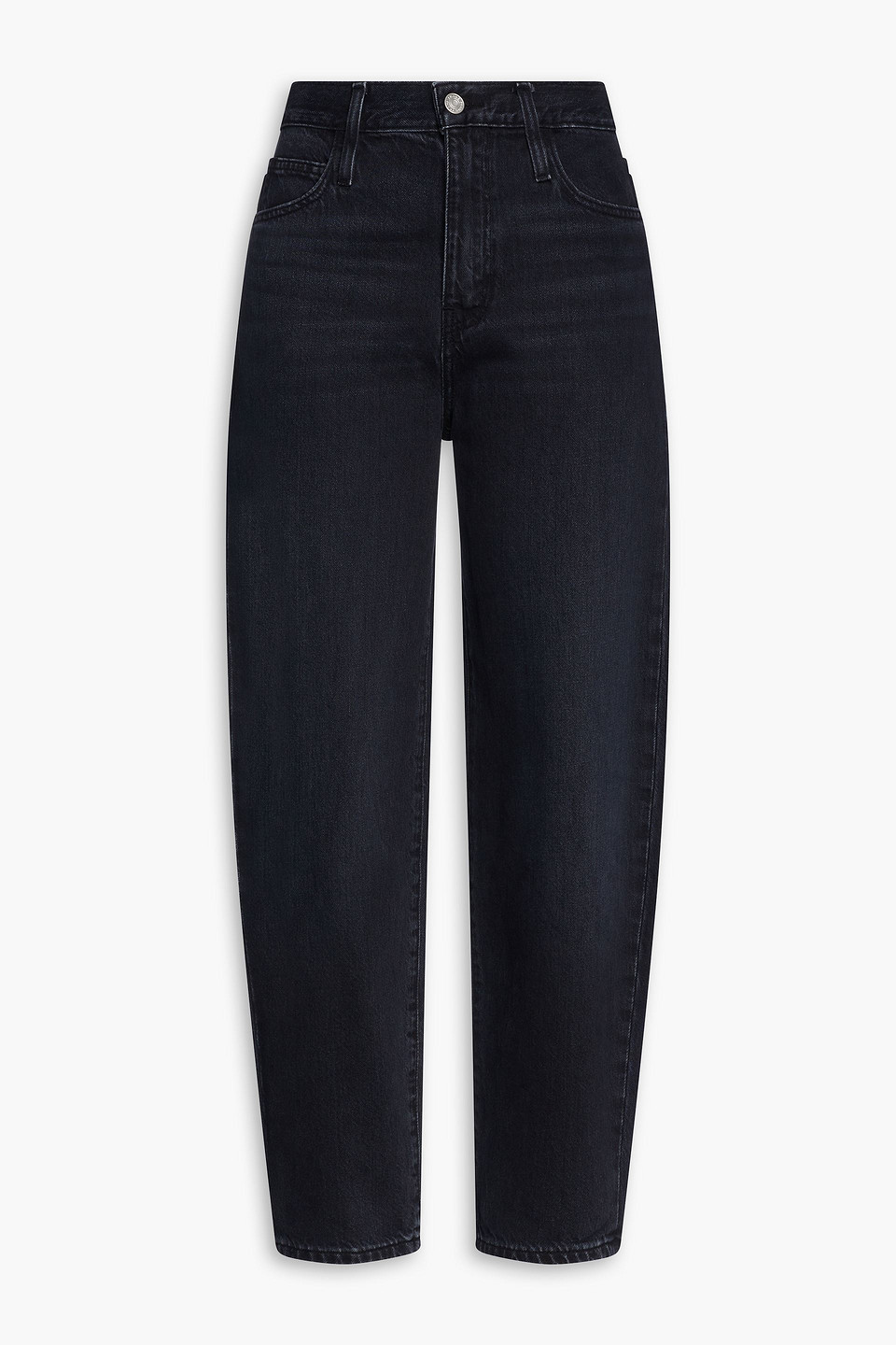 Frame Cropped High-rise Tapered Jeans In Black