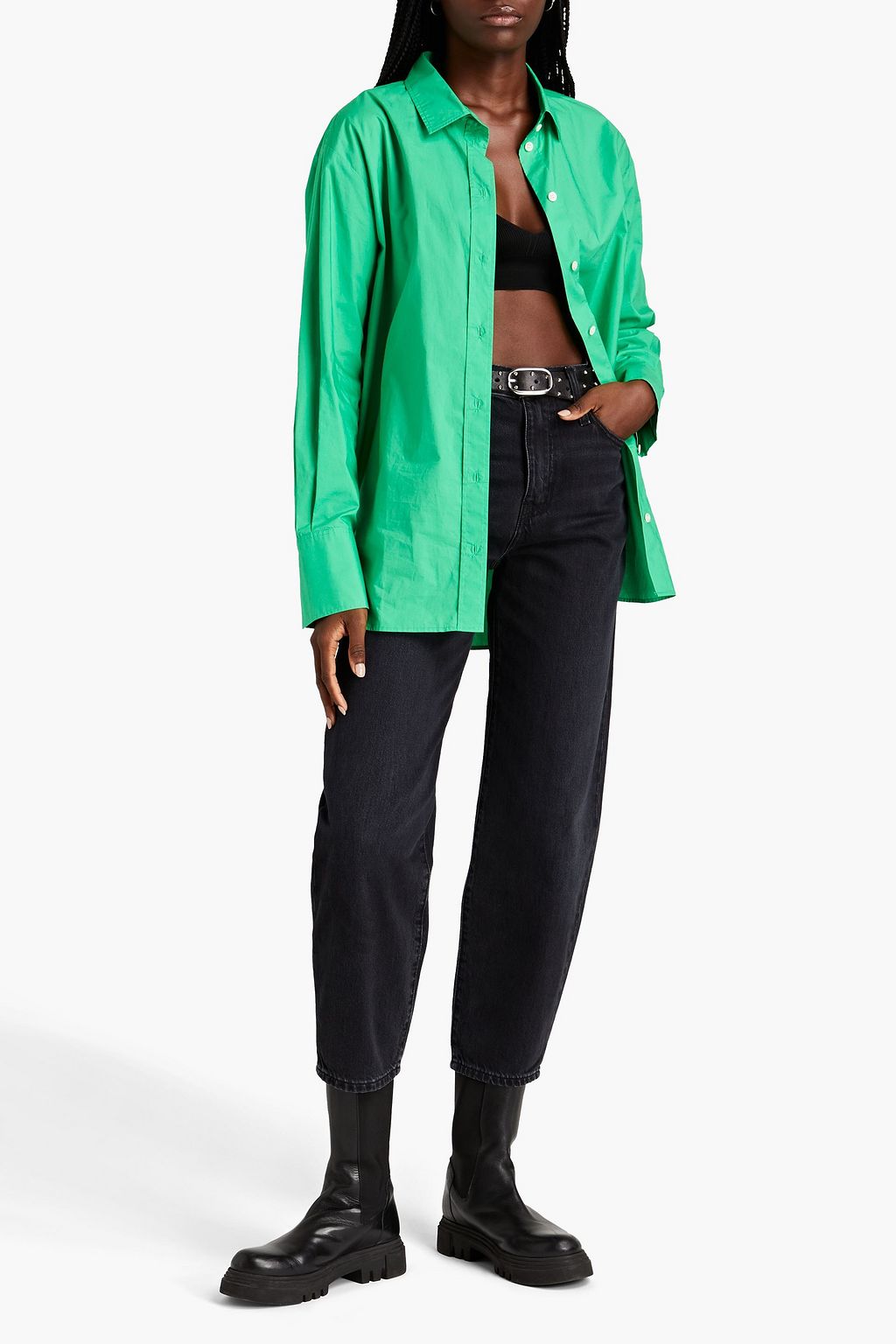 FRAME Cropped highrise tapered jeans THE