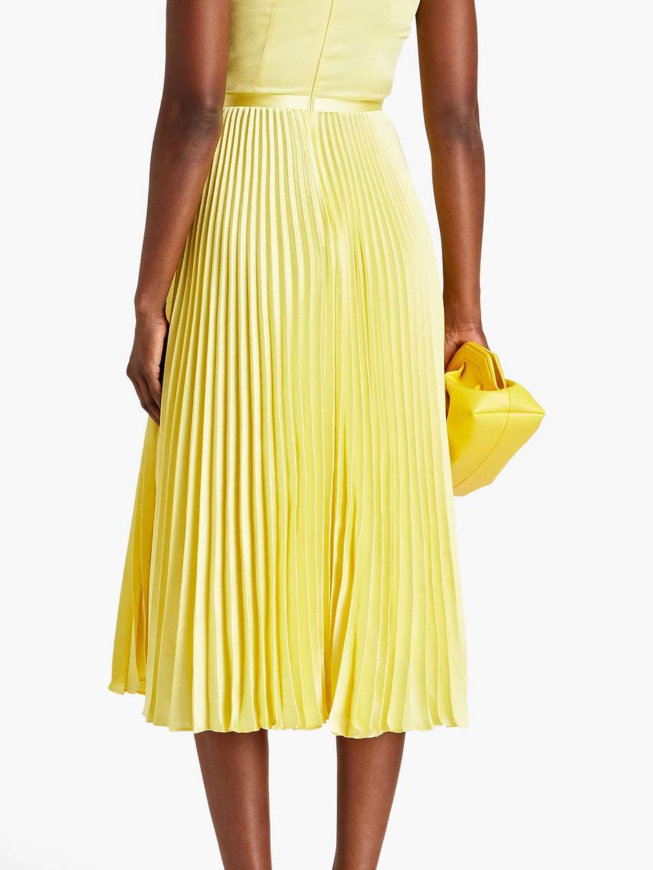 pleated hammered-satin midi dress