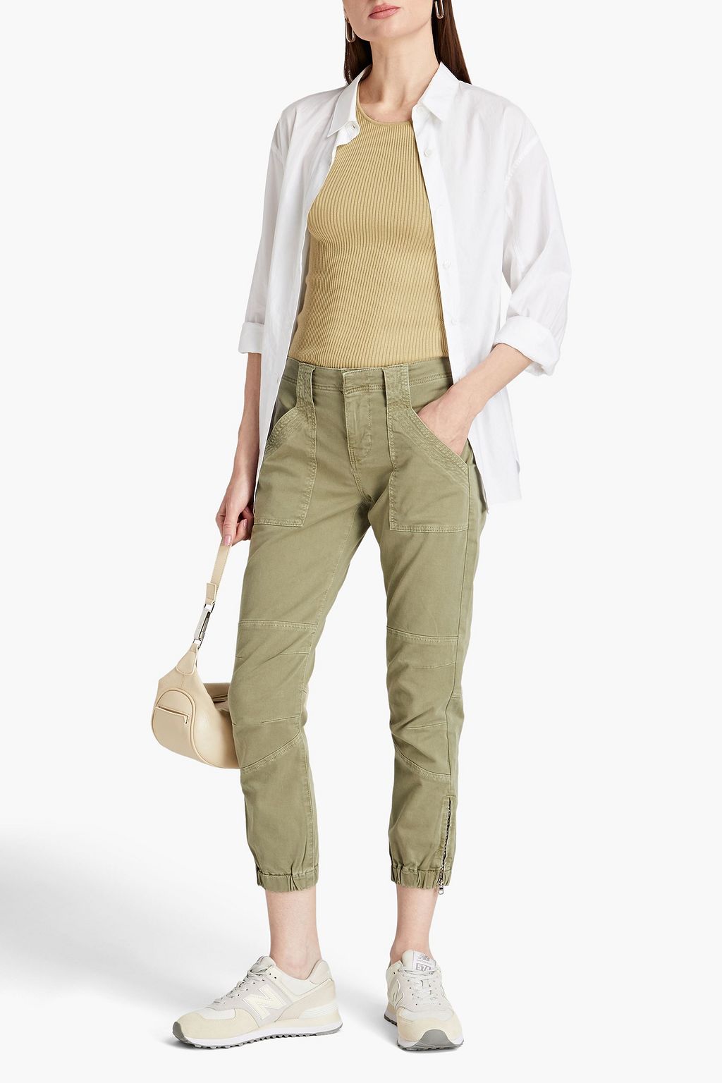 FRAME Cotton-blend twill tapered pants | THE OUTNET