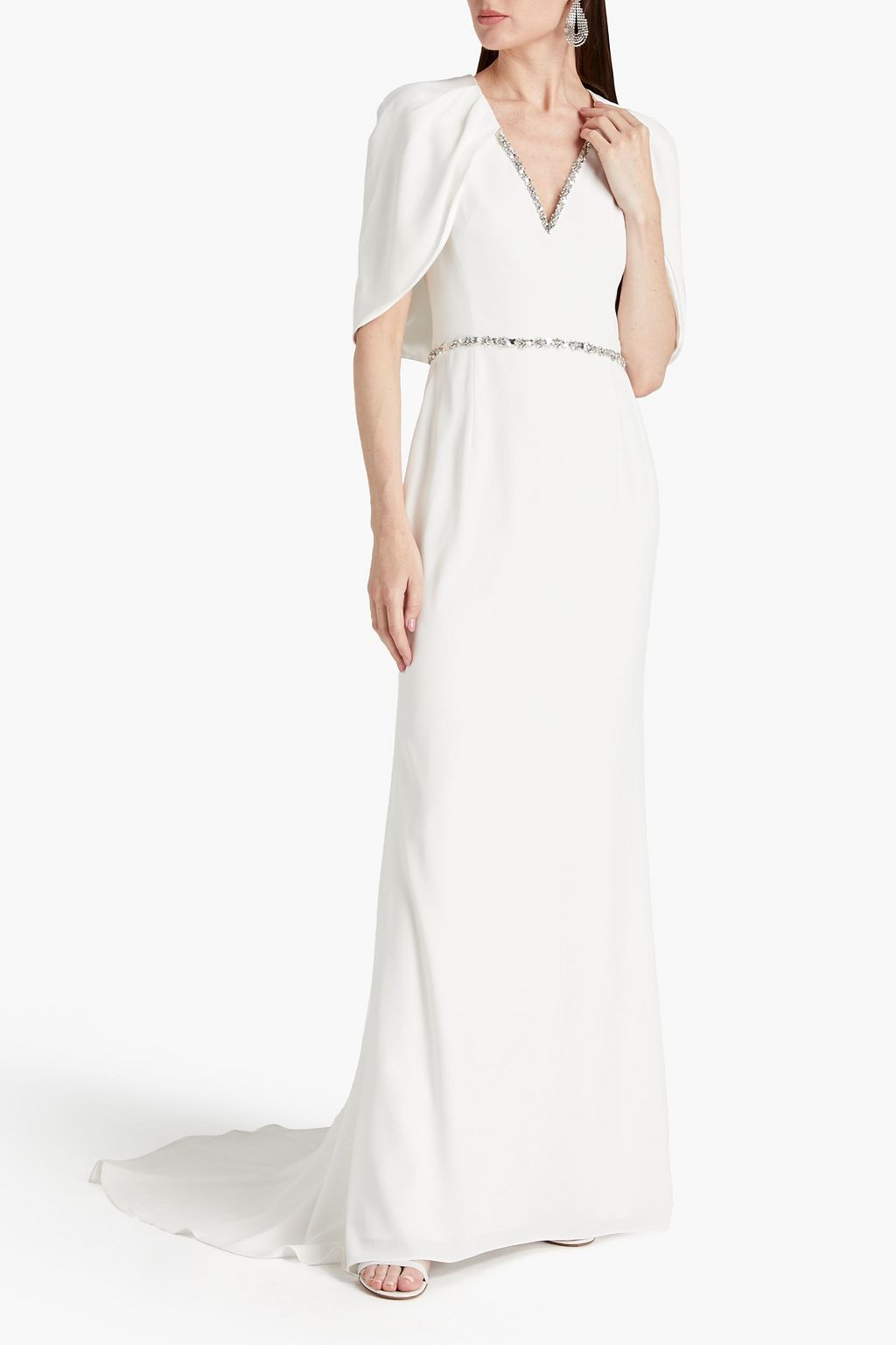 JENNY PACKHAM Embellished satin-crepe paneled cady bridal gown