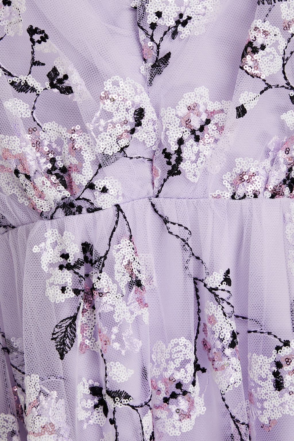 ML MONIQUE LHUILLIER Floral-design embroidered tulle maxi dress