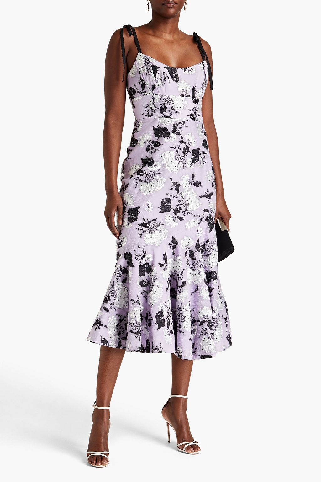 ML MONIQUE LHUILLIER Floral-design cloqué midi dress