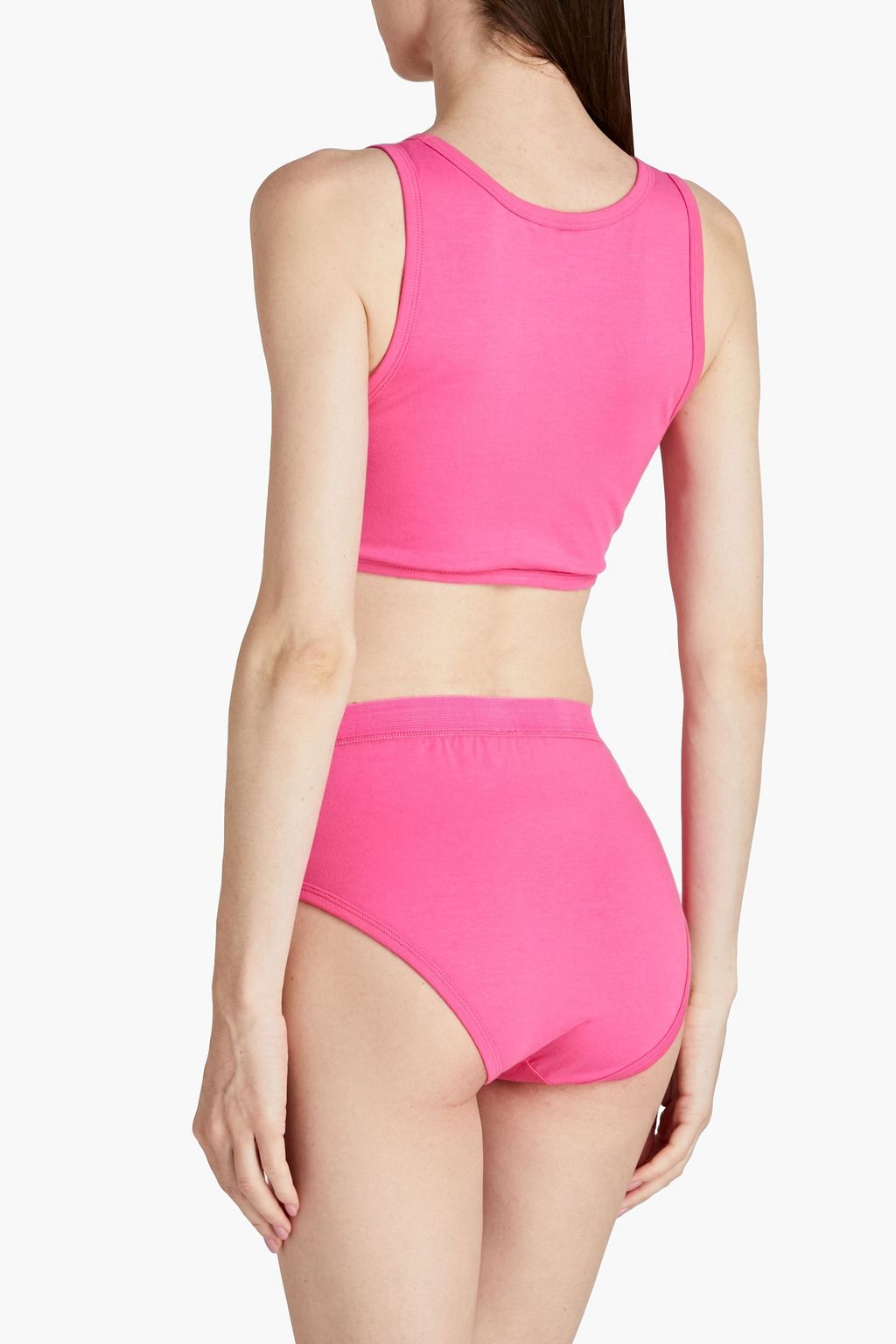 GANNI Set of two embroidered stretch-cotton jersey bralettes