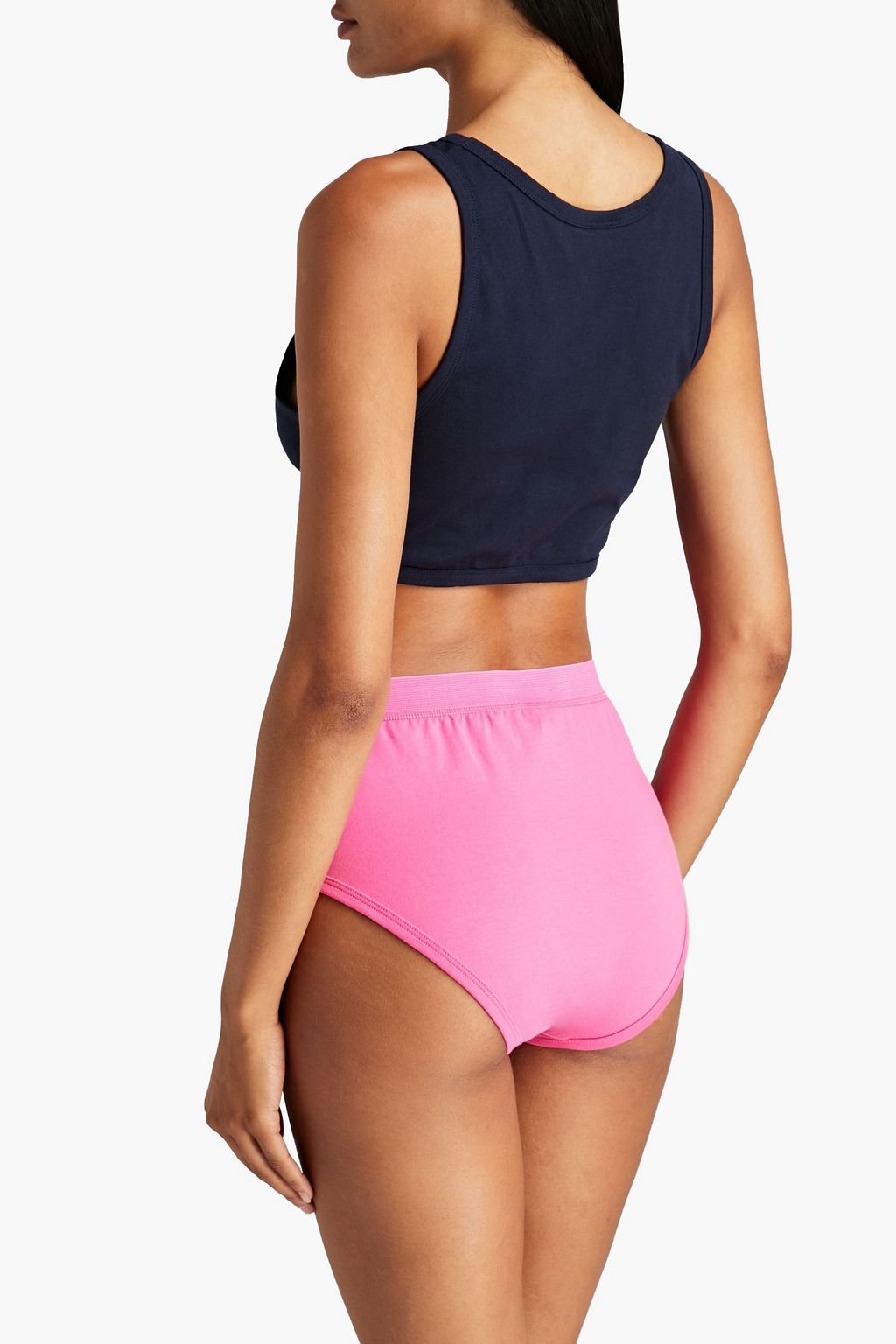 GANNI Set of two embroidered stretch-cotton jersey bralettes