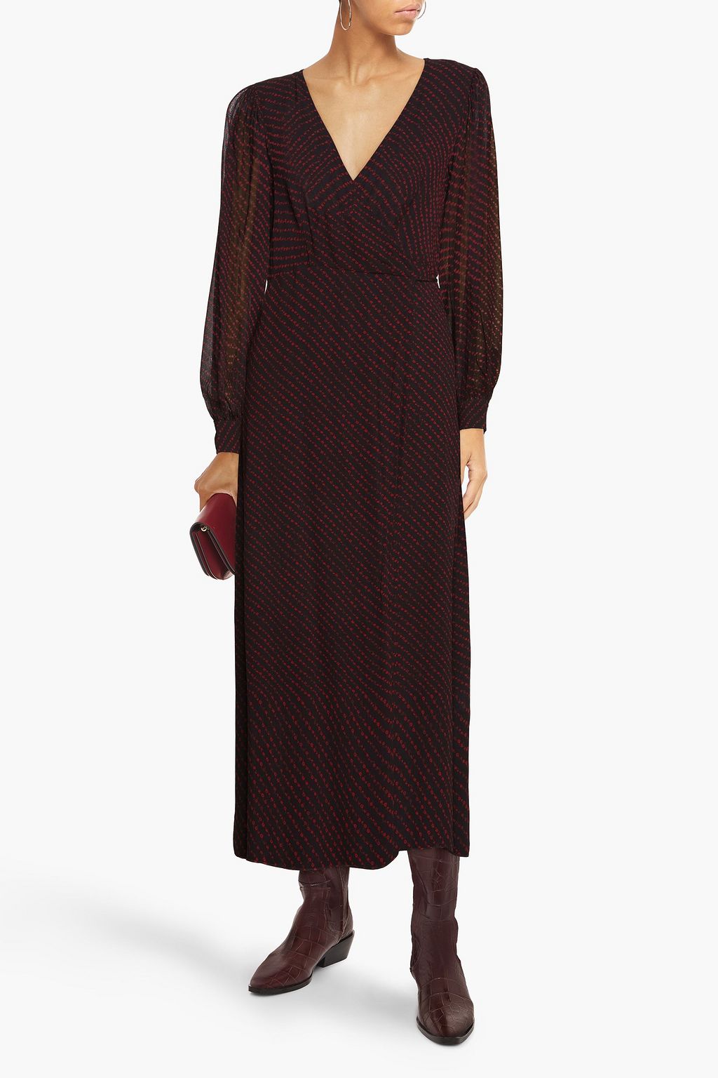 GANNI Floral-print crepe maxi wrap dress