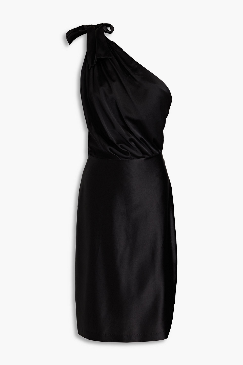 black patterned mini dress Black Mini Dress Cowl Neck Satin main image 1