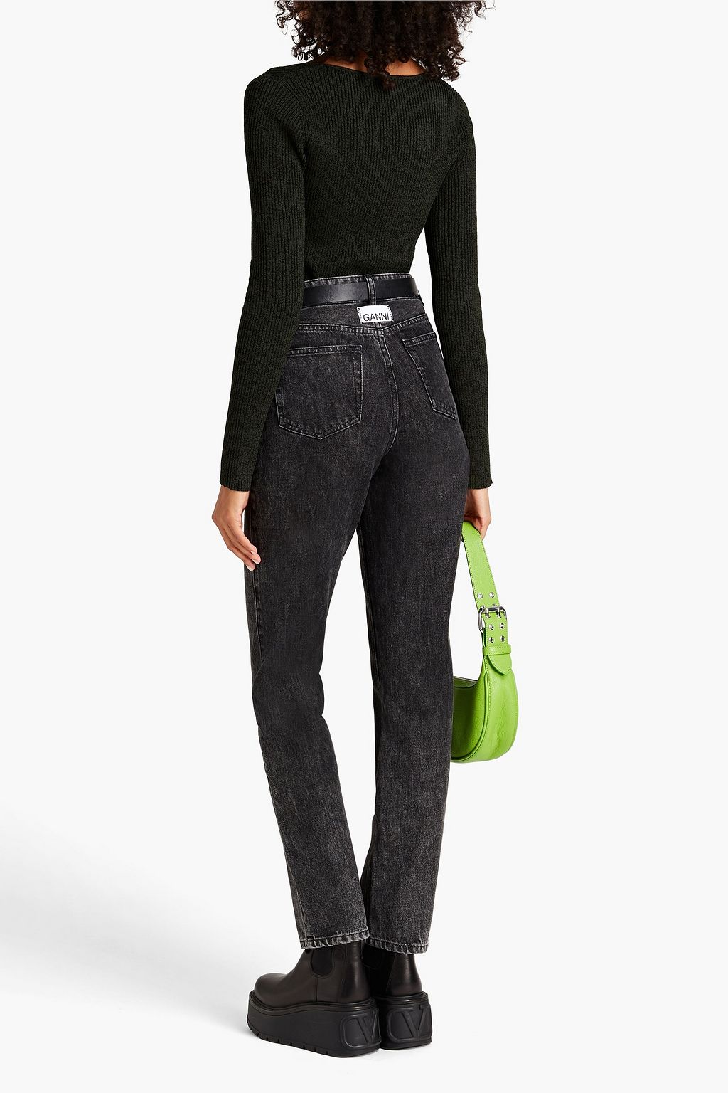 GANNI Faded high-rise straight-leg jeans