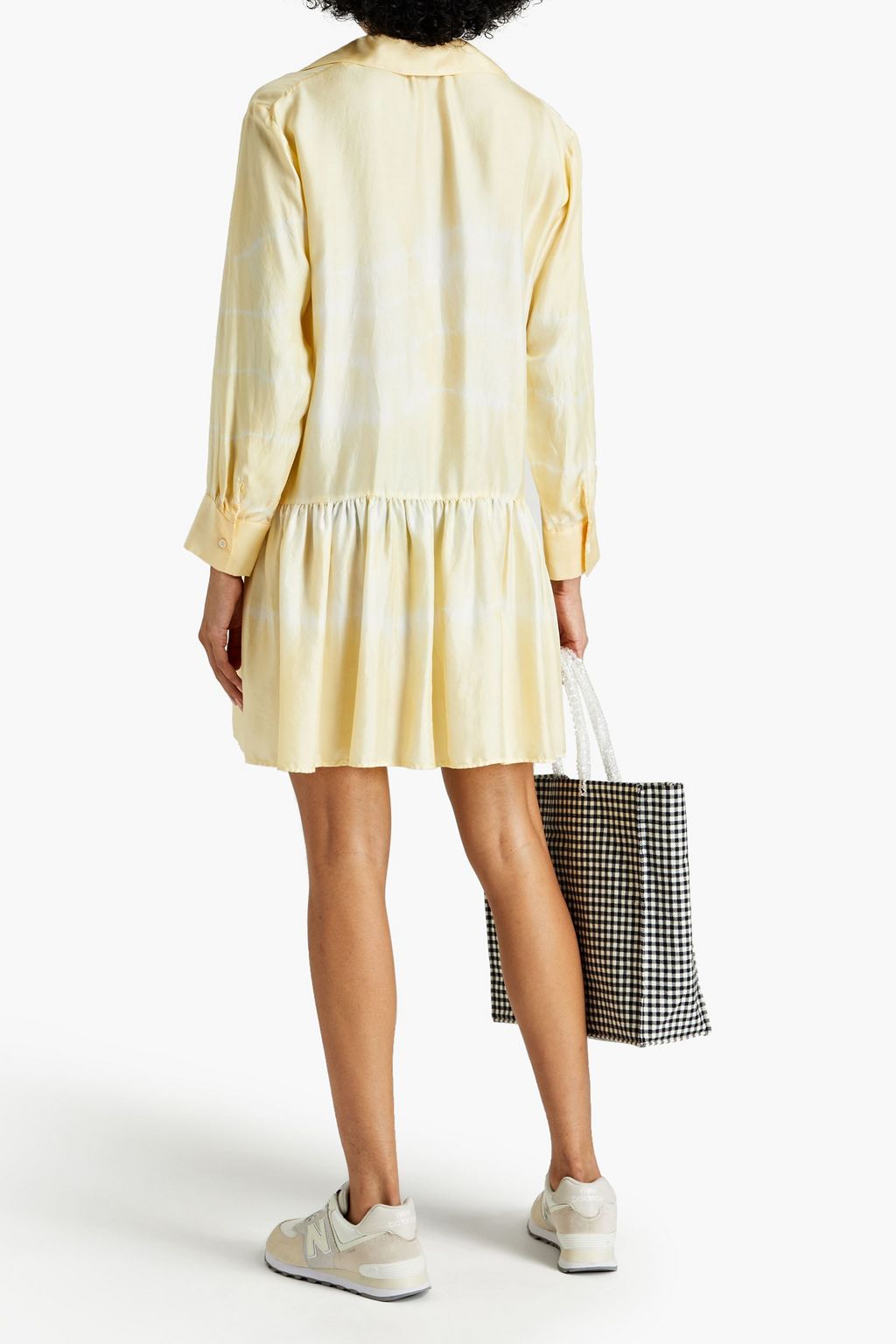 SANDRO Scarlett gathered tie-dyed silk-satin mini dress