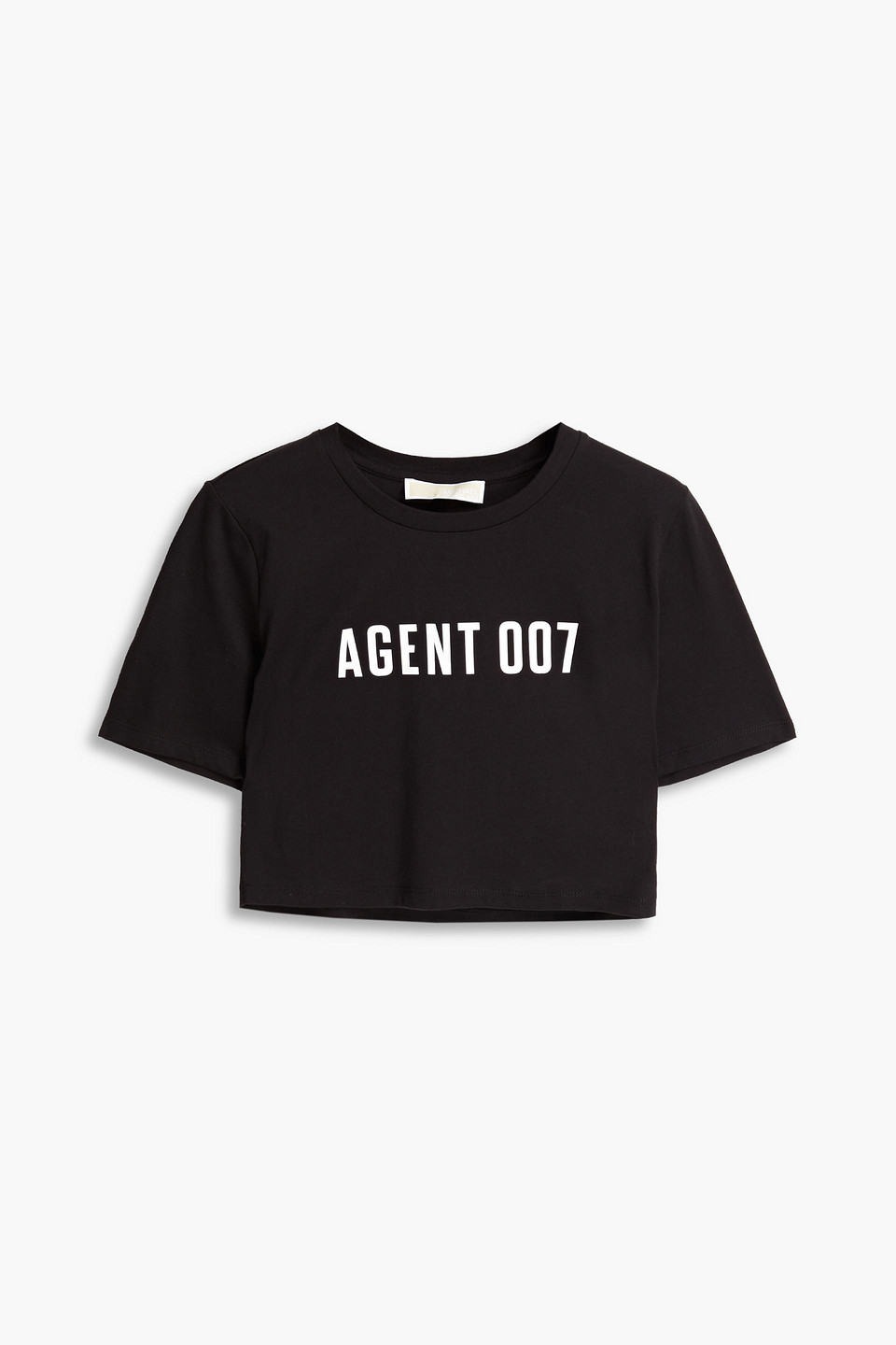 Michael Michael Kors Cropped Printed Organic Cotton-jersey T-shirt In Black