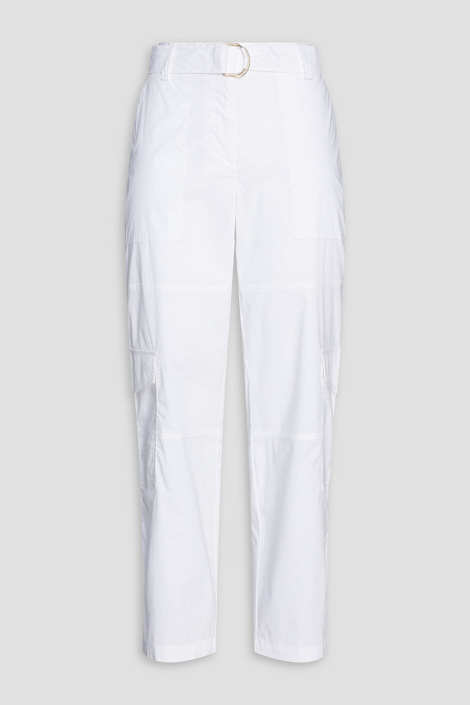 Michael Michael Kors Belted Stretch-cotton Poplin Cargo Trousers In White
