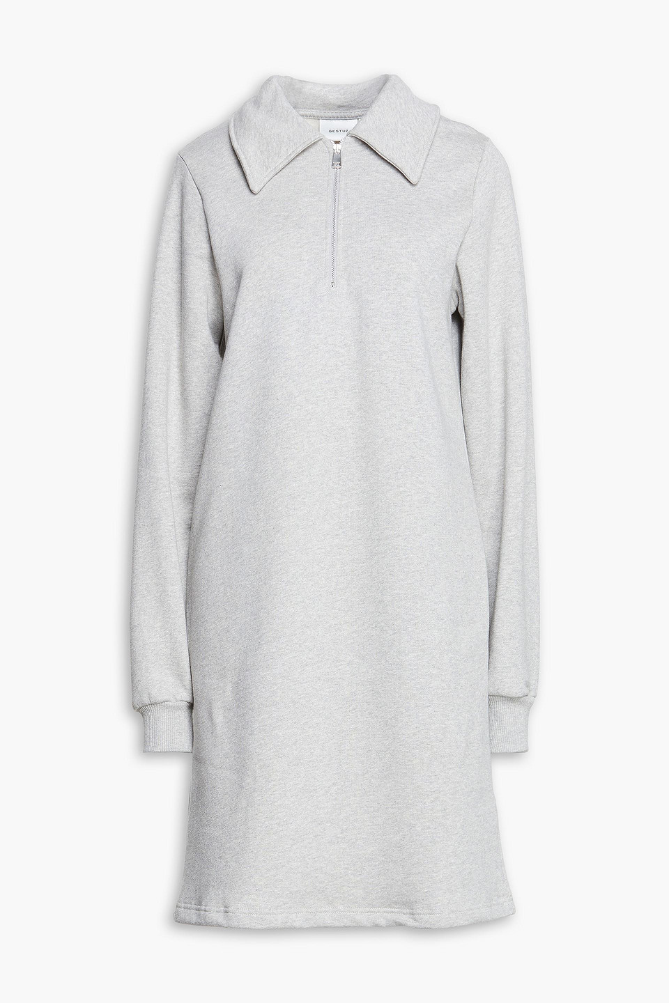 Gestuz Mélange Organic Cotton-fleece Dress In White