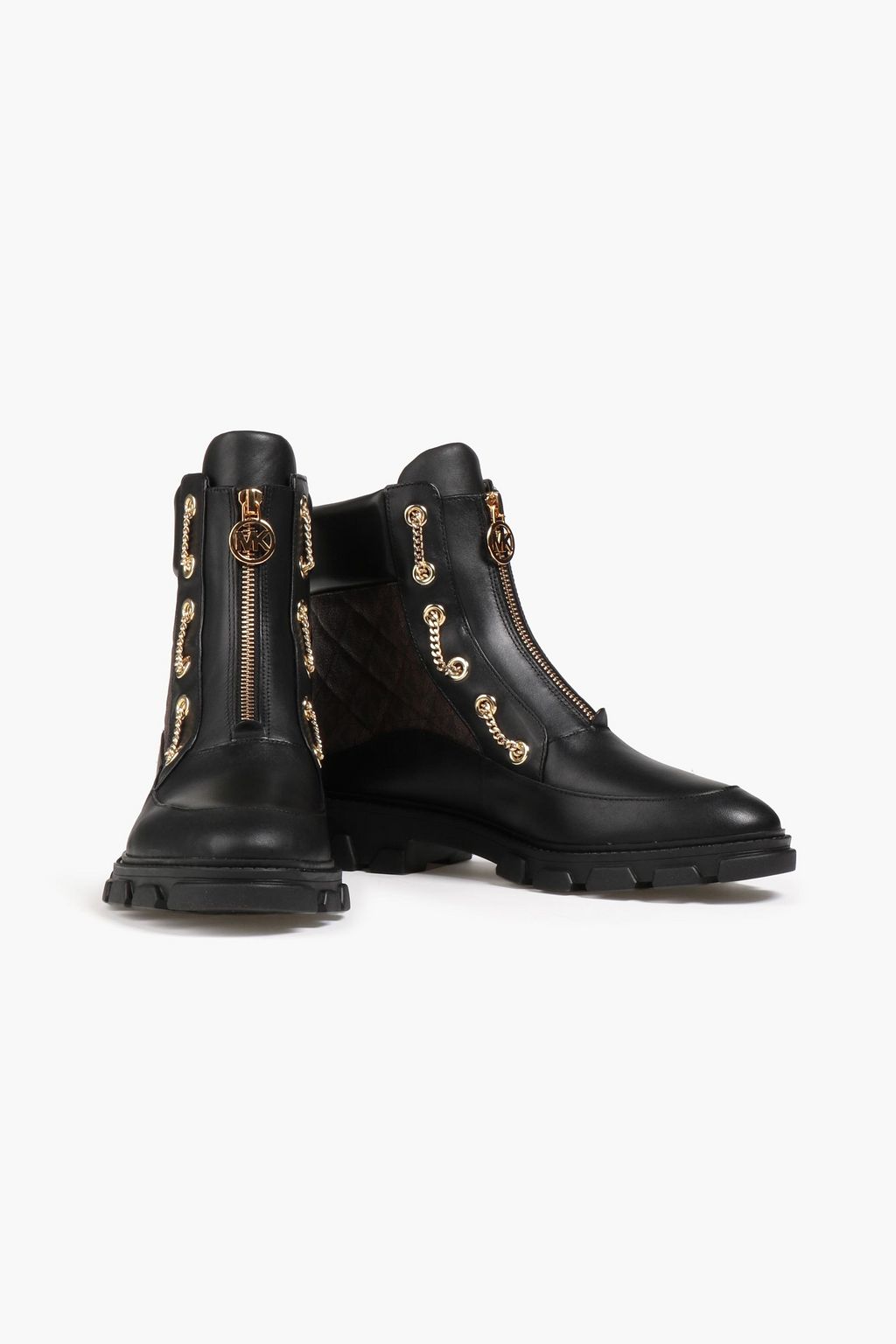 MICHAEL MICHAEL KORS Ridley logo-print smooth and pebbled-leather combat boots
