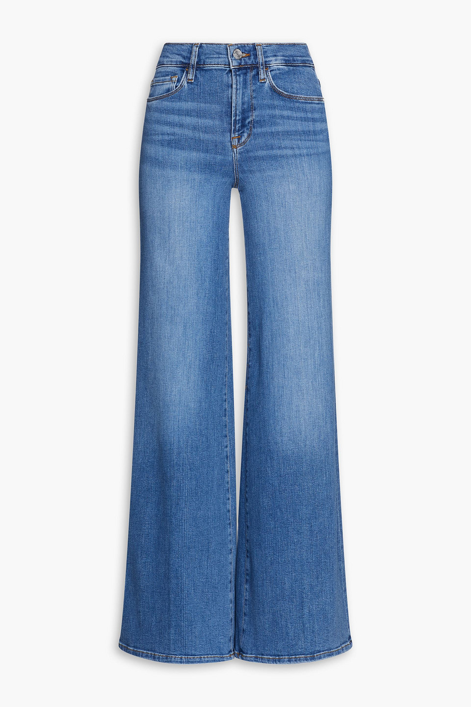 Shop Frame Le Palazzo High-rise Wide-leg Jeans In Mid Denim