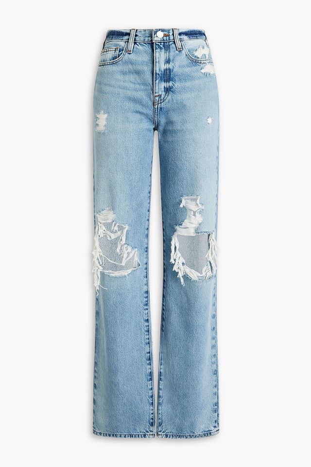 Le Jane distressed high-rise straight-leg jeans