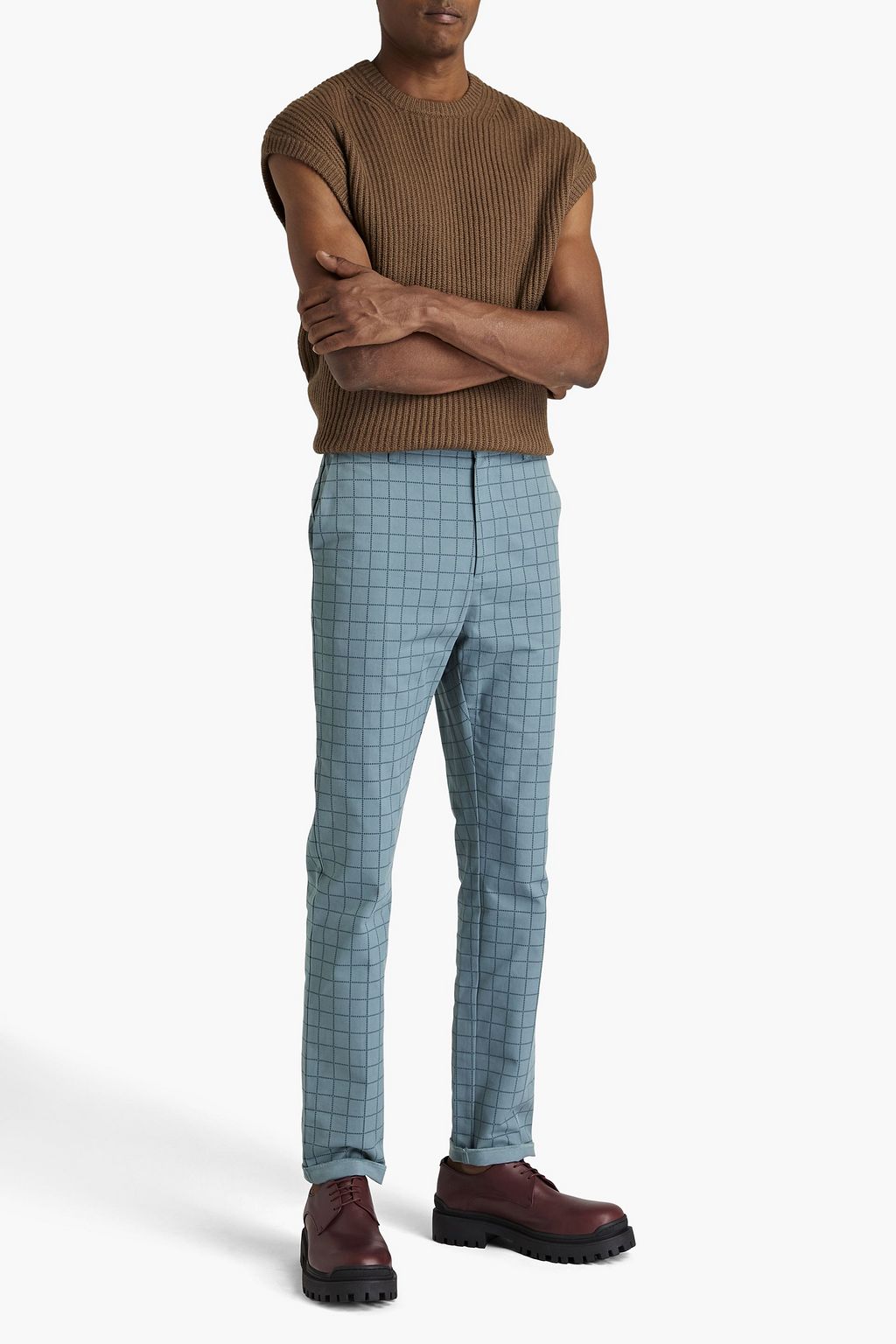 BOTTEGA VENETA Checked cotton-twill chinos