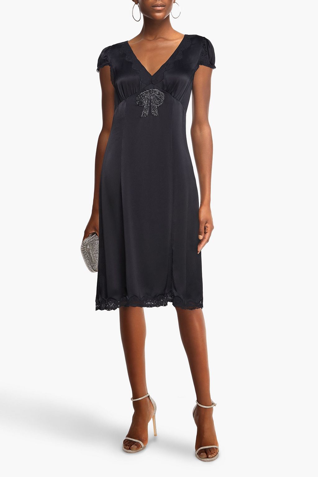 MICHAEL MICHAEL KORS Bead-embellished gathered satin midi dress