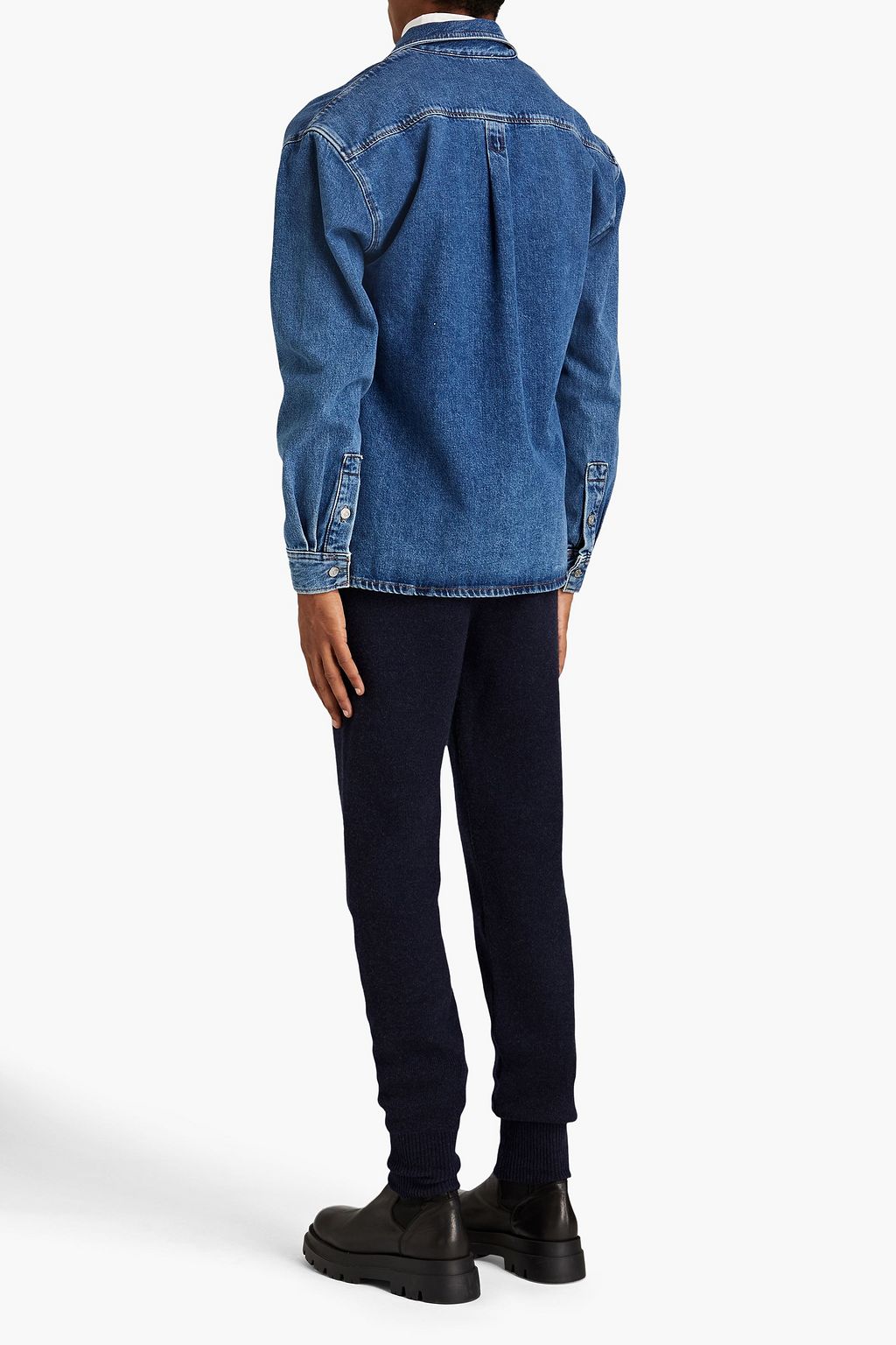 BOTTEGA VENETA Mélange cotton, wool and cashmere-blend track pants