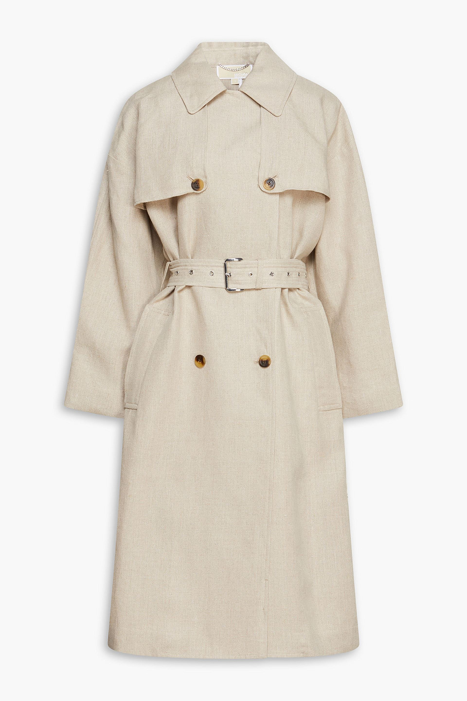 Michael Michael Kors Belted Linen Trench Coat In Neutrals