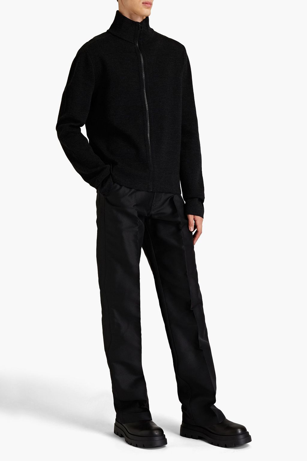 BOTTEGA VENETA Mélange knitted zip-up cardigan
