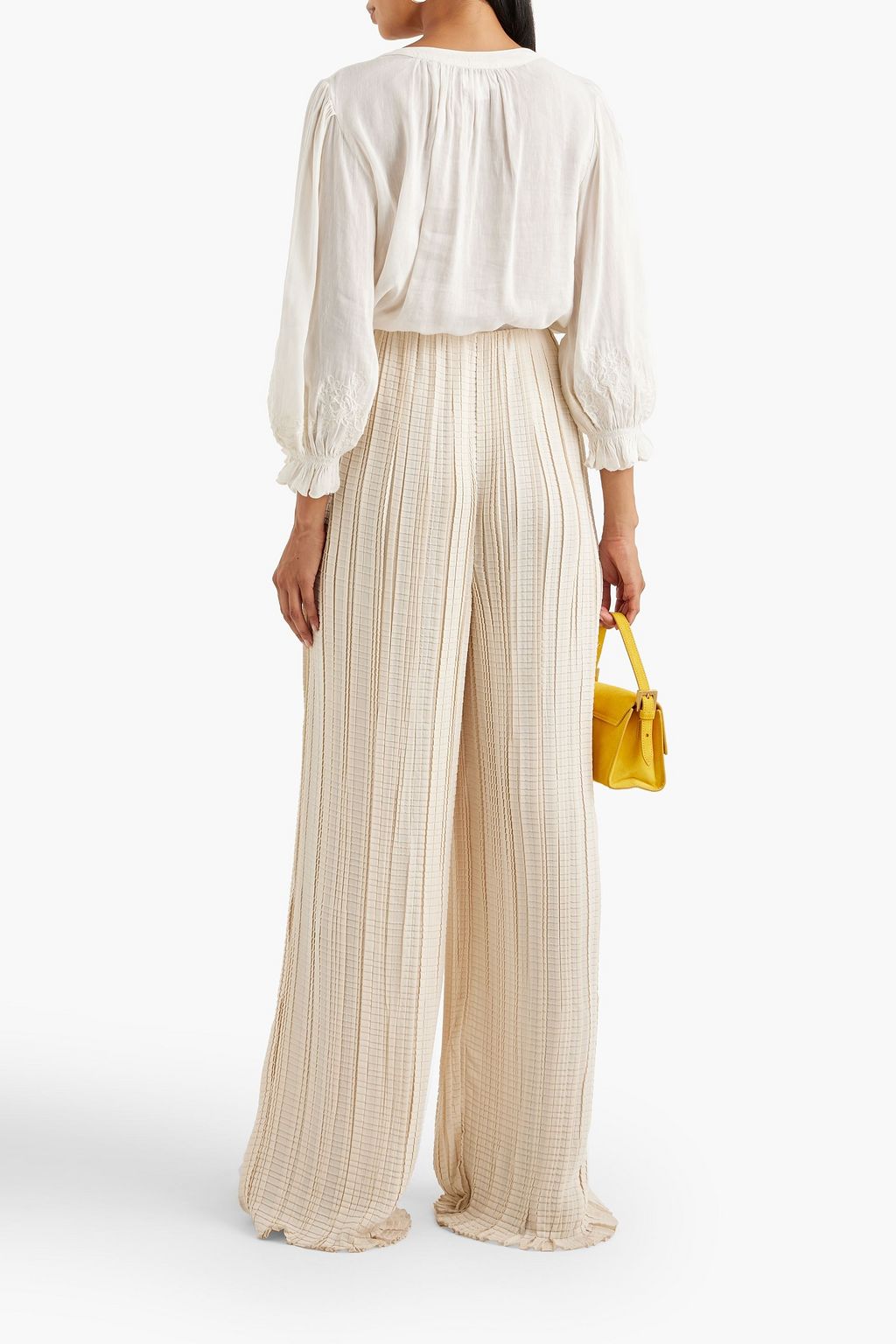 VELVET BY GRAHAM & SPENCER Larsa gathered embroidered gauze blouse