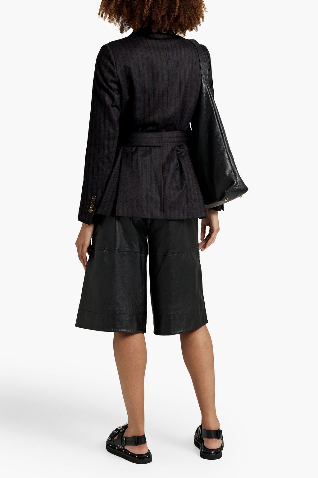 BRUNELLO CUCINELLI Belted striped wool-twill jacket