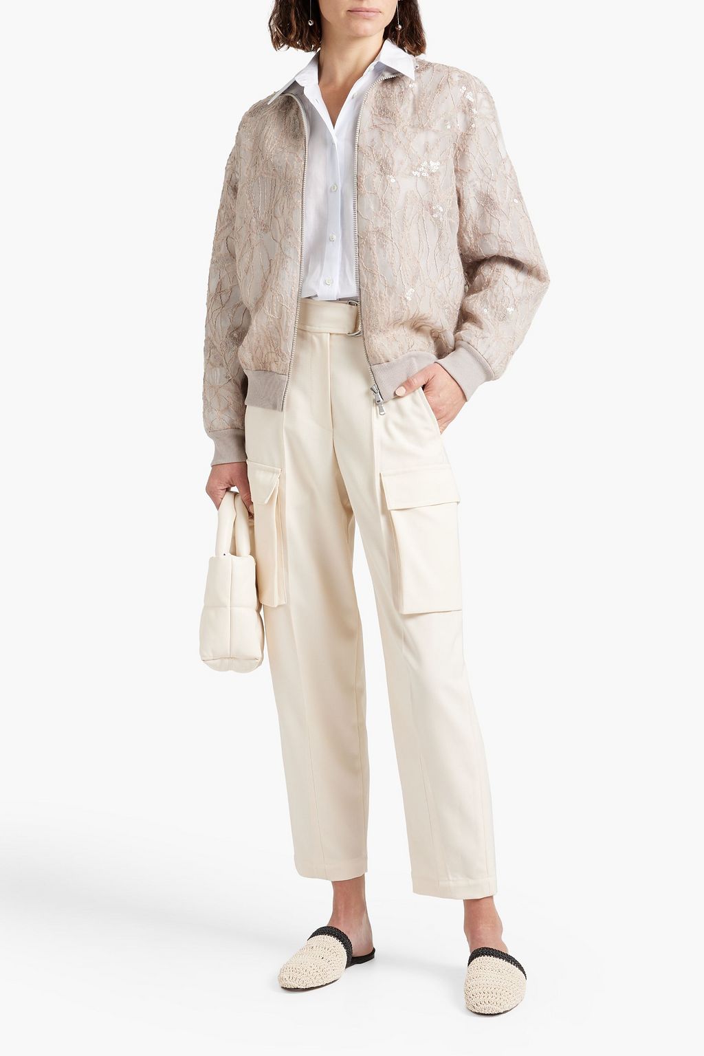 BRUNELLO CUCINELLI Cropped pleated wool-twill tapered pants