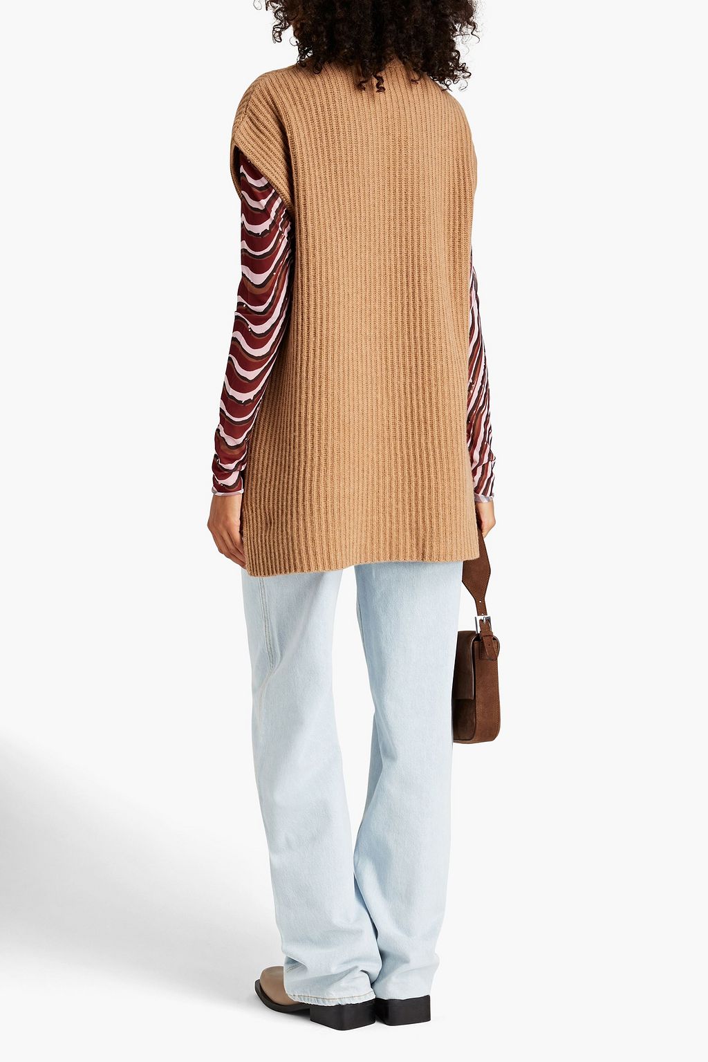GANNI Ribbed recycled wool-blend turtleneck vest
