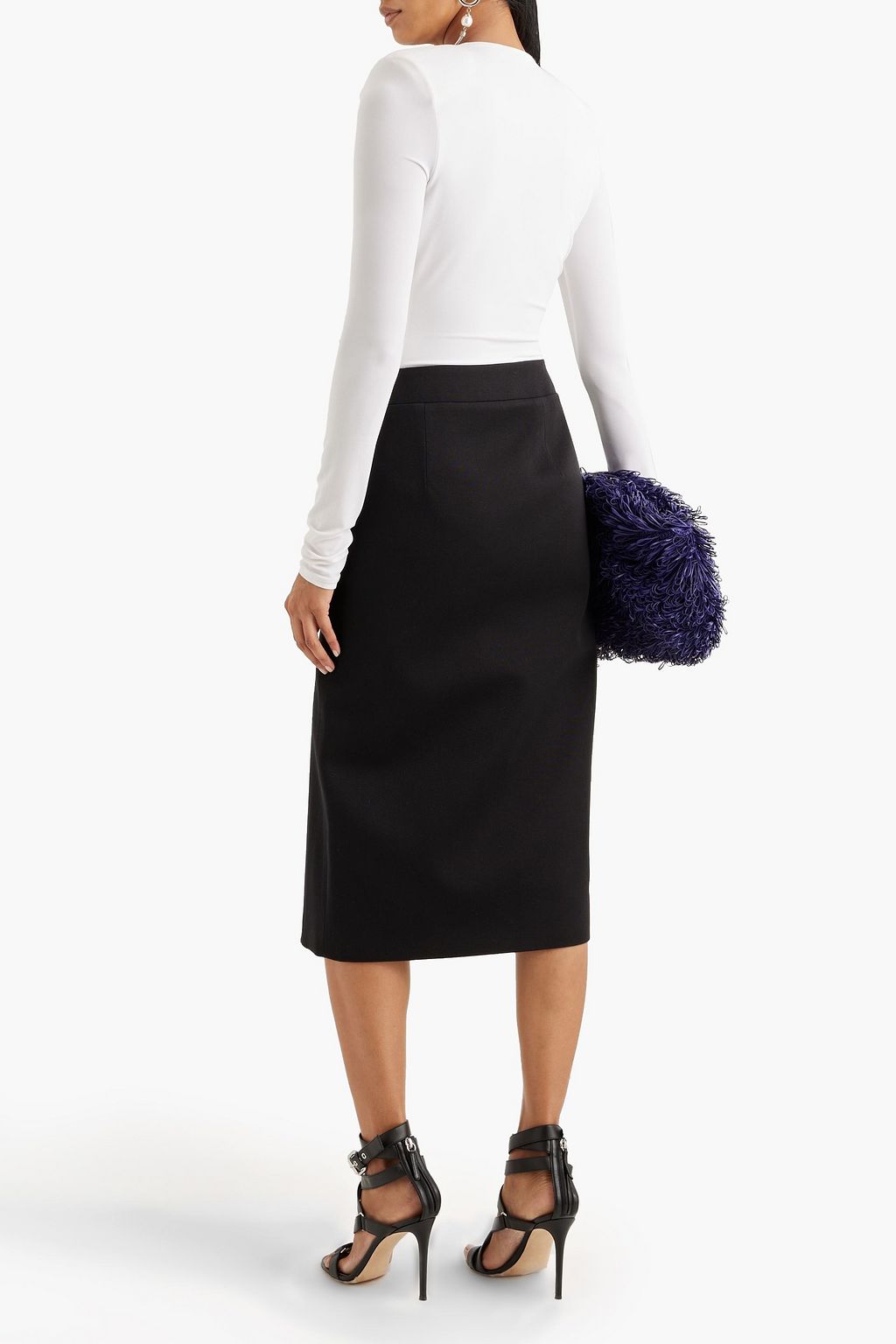 BALENCIAGA Wool-twill midi skirt