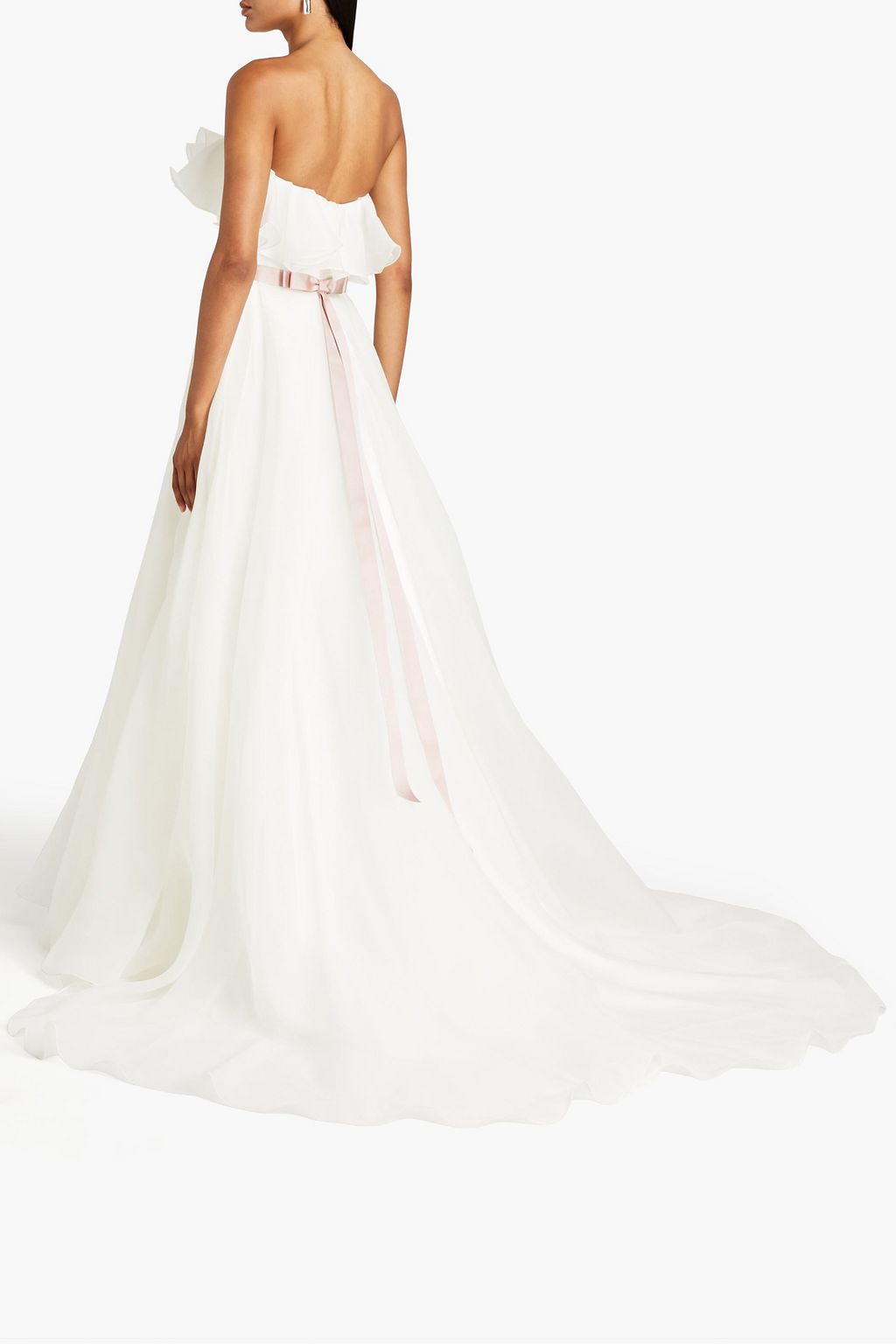 JENNY PACKHAM Strapless embellished ruffled organza bridal gown