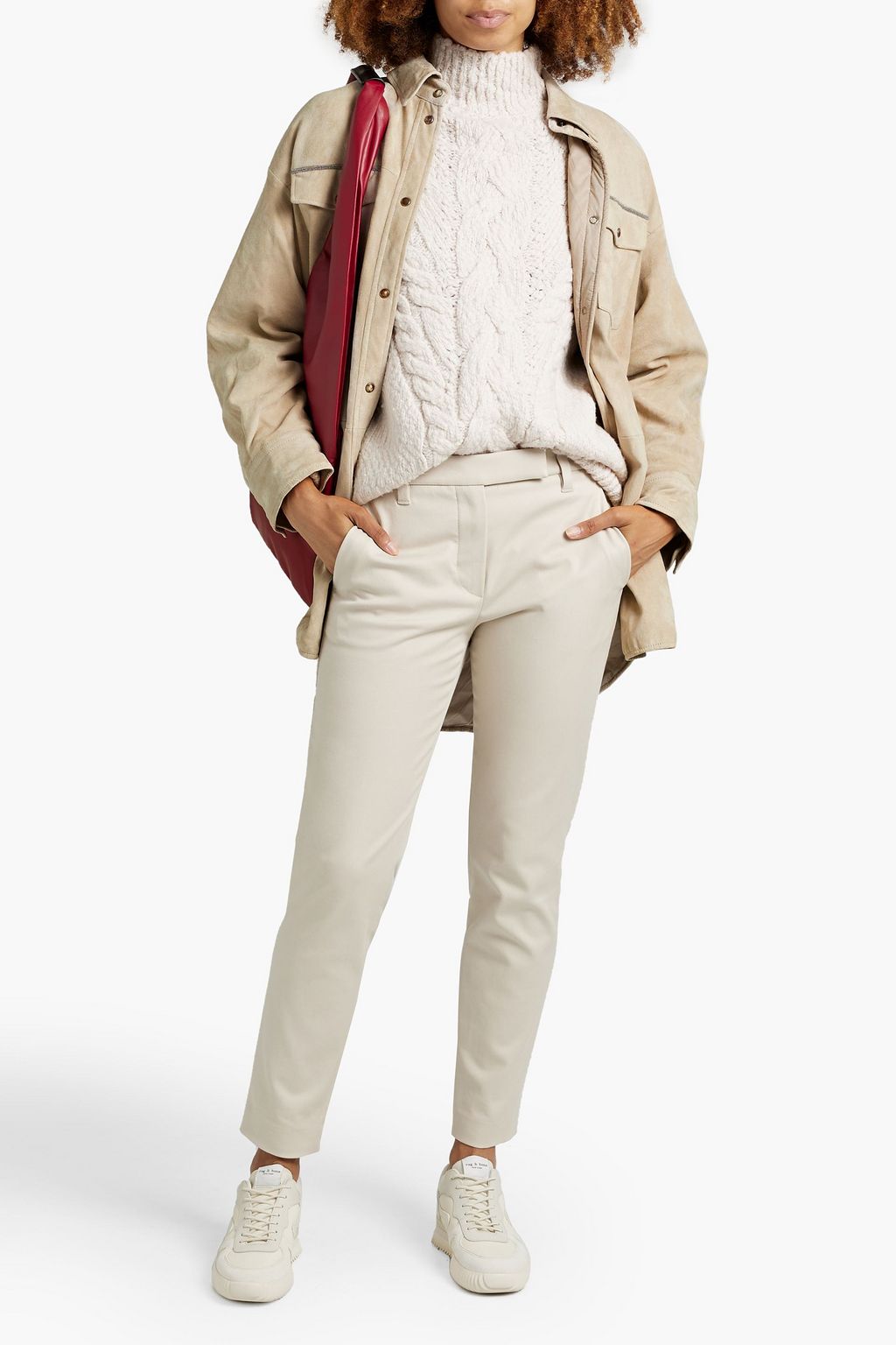 BRUNELLO CUCINELLI 비즈 장식 스웨이드 재킷