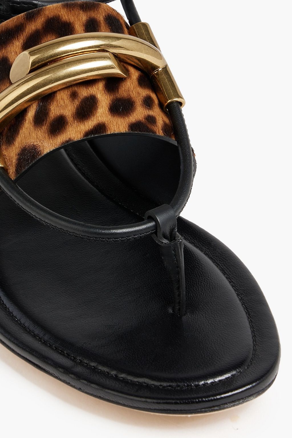 TOD'S Sandalen aus Kalbshaar mit Lederbesatz und Leopardenprint