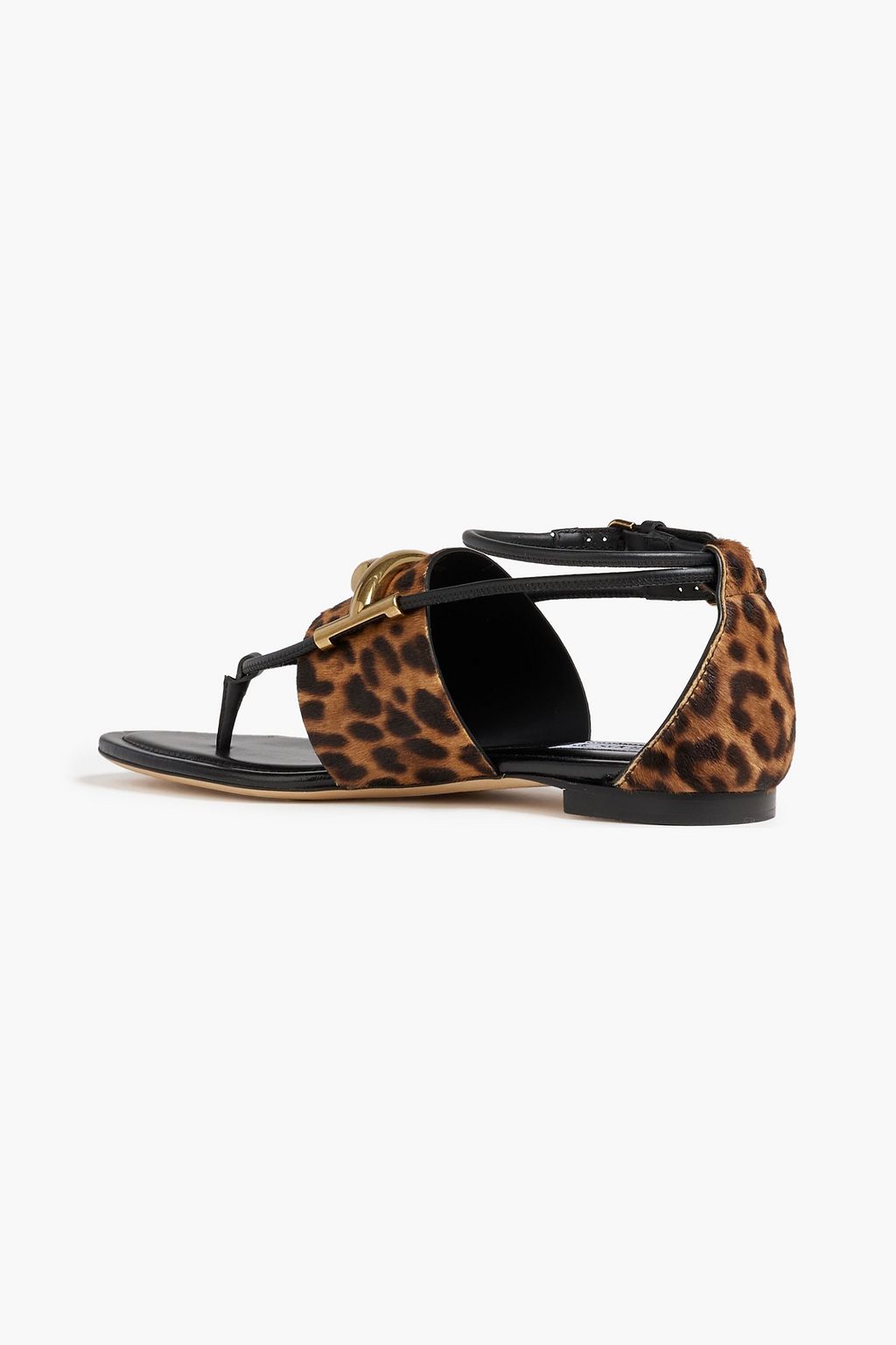 TOD'S Sandalen aus Kalbshaar mit Lederbesatz und Leopardenprint