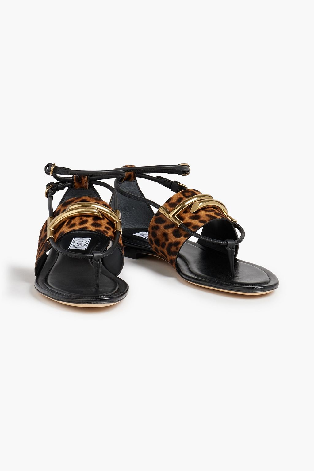 TOD'S Sandalen aus Kalbshaar mit Lederbesatz und Leopardenprint
