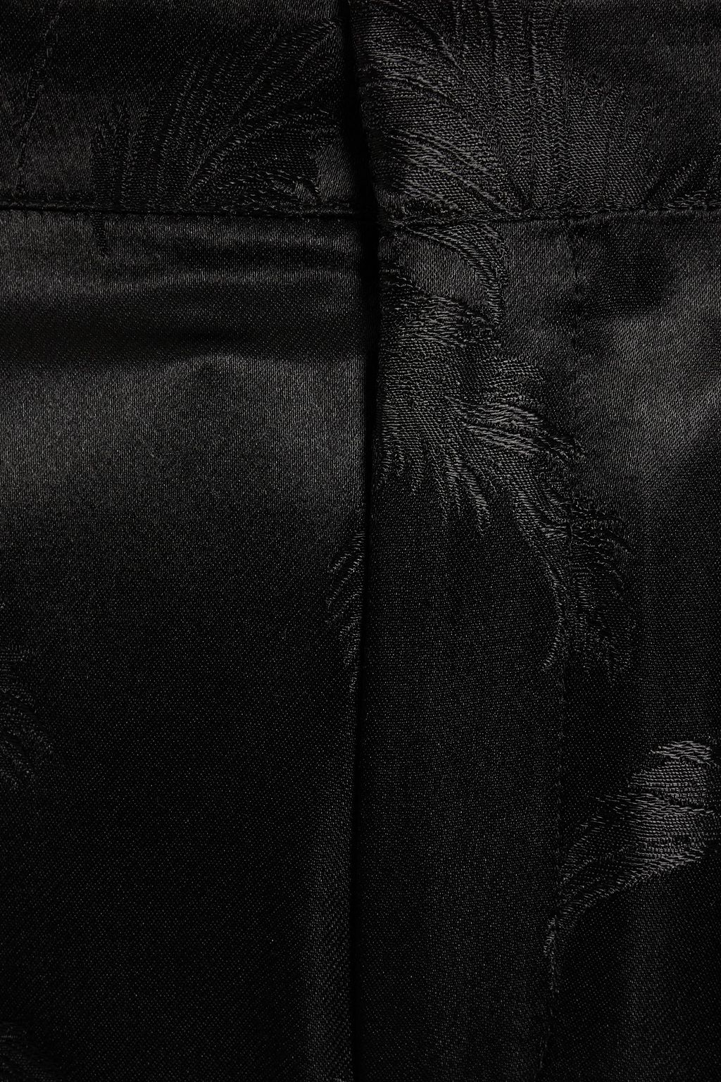 SAINT LAURENT Pleated satin-jacquard straight-leg pants